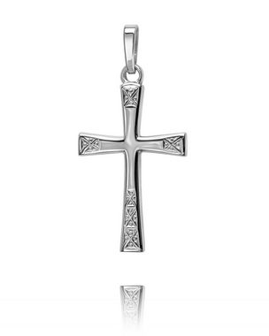 JEVELION Kreuzkette Kreuz Anhänger Silber - Made in Germany (Silberkreuz, für Damen und Herren), Mit Silberkette 925 - Länge wählbar 36 - 70 cm oder ohne Kette.