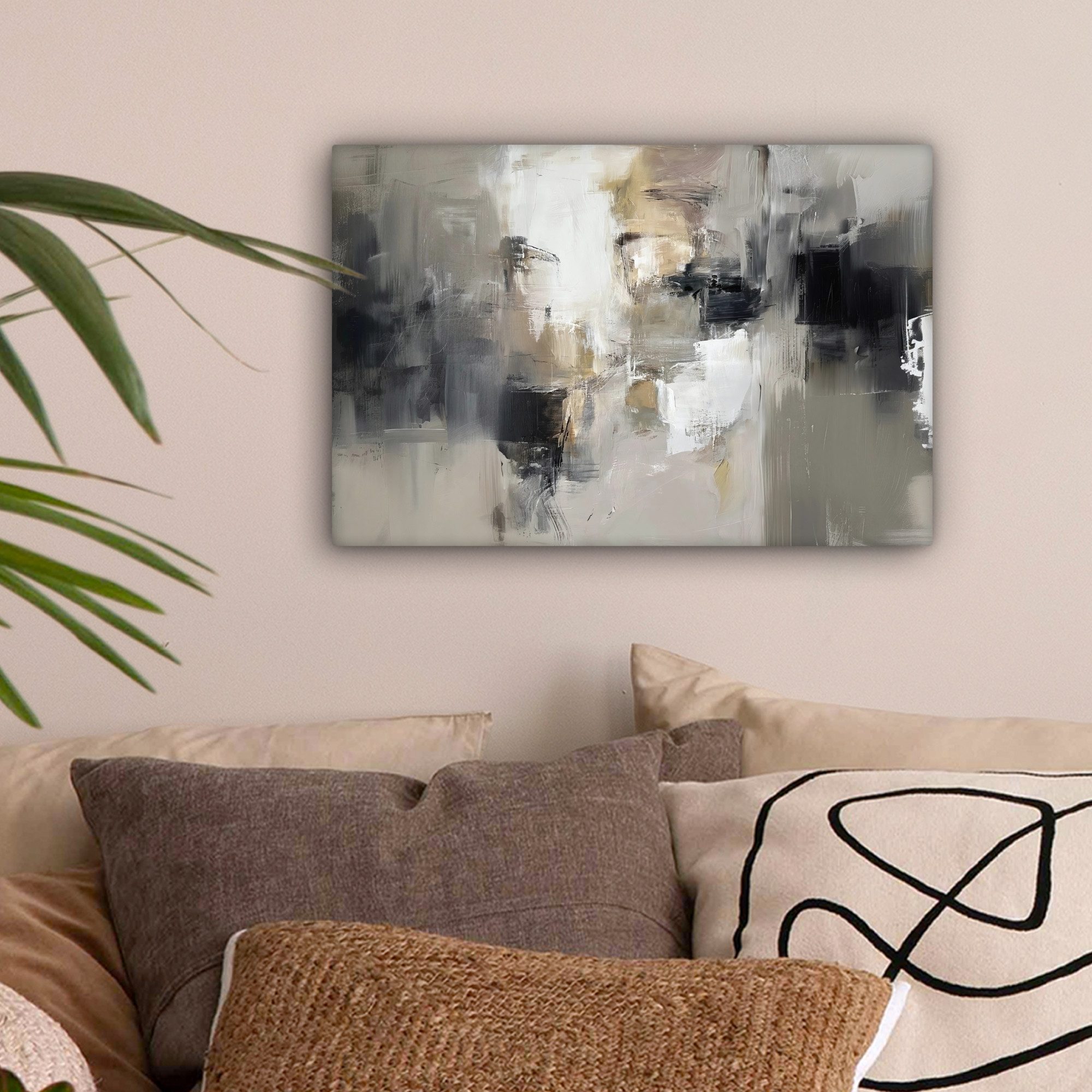 OneMillionCanvasses® Leinwandbild Farbpalette - Pinselstriche - Beige - Neb günstig online kaufen