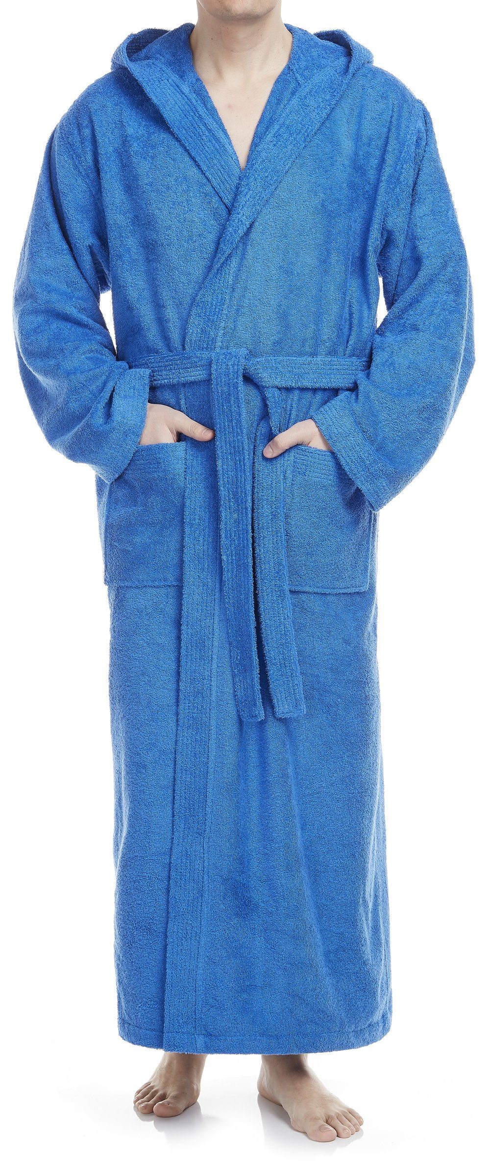 Arus Herrenbademantel mit Kapuze, 100% Baumwolle, extra lang, für Spa & Zuh günstig online kaufen
