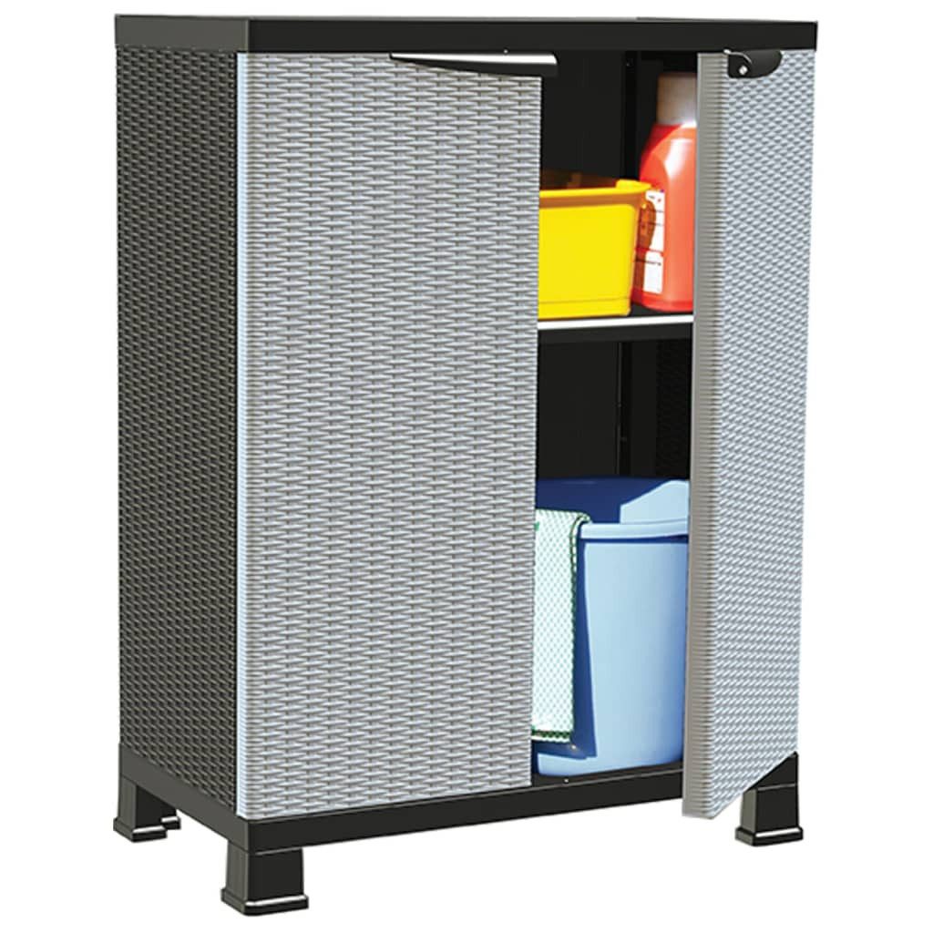 vidaXL Garten-Geräteschrank 68 x 39 x 92 cm - Variante 3 Kunststoffschrank 68x39x92 cm Rattan-Desi