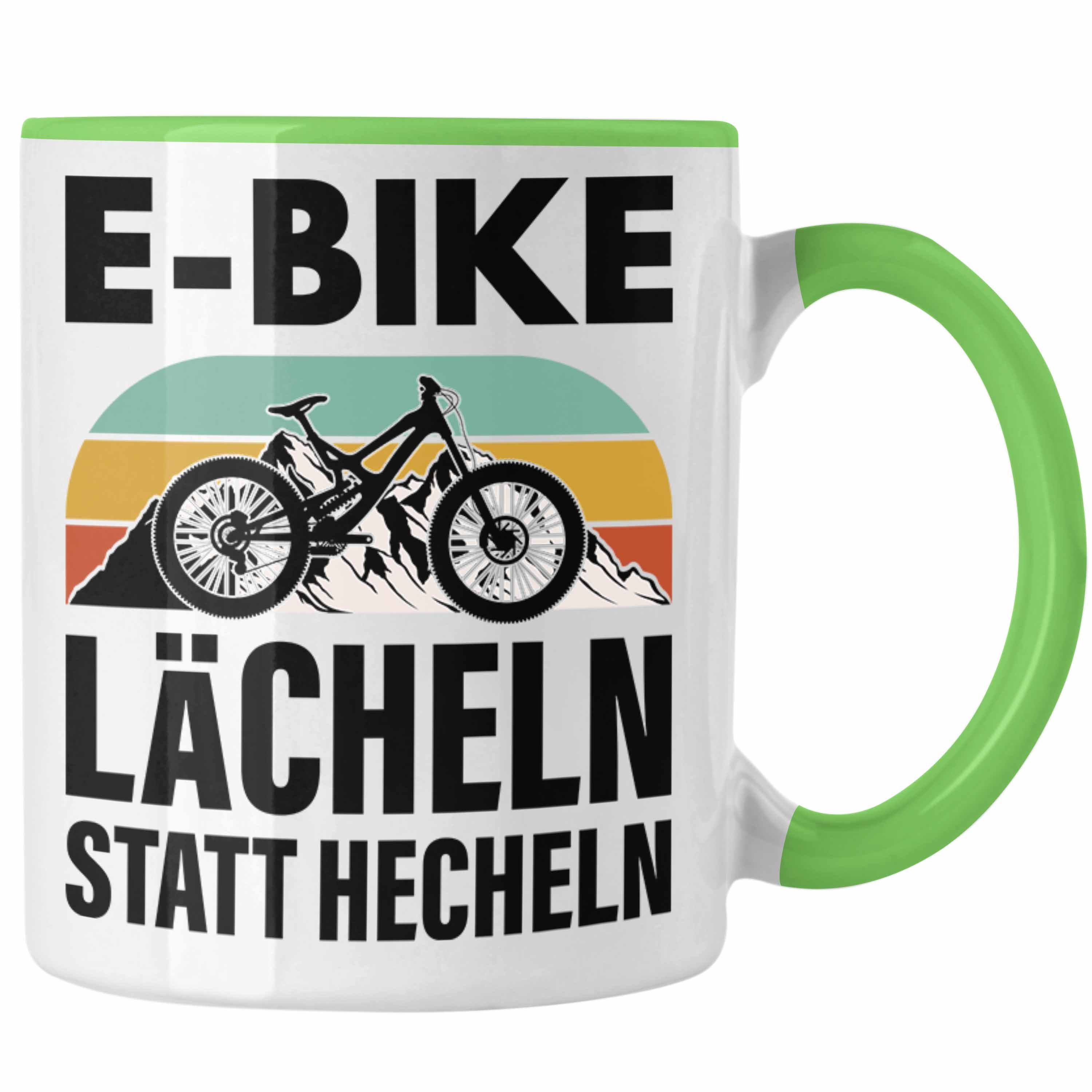 Trendation Tasse Trendation - Elektrofahrrad E-Bike Tasse mit Spruch Geschenk Ebike Lustige Geschenke Kaffeetasse Rentner Grün | Teetassen