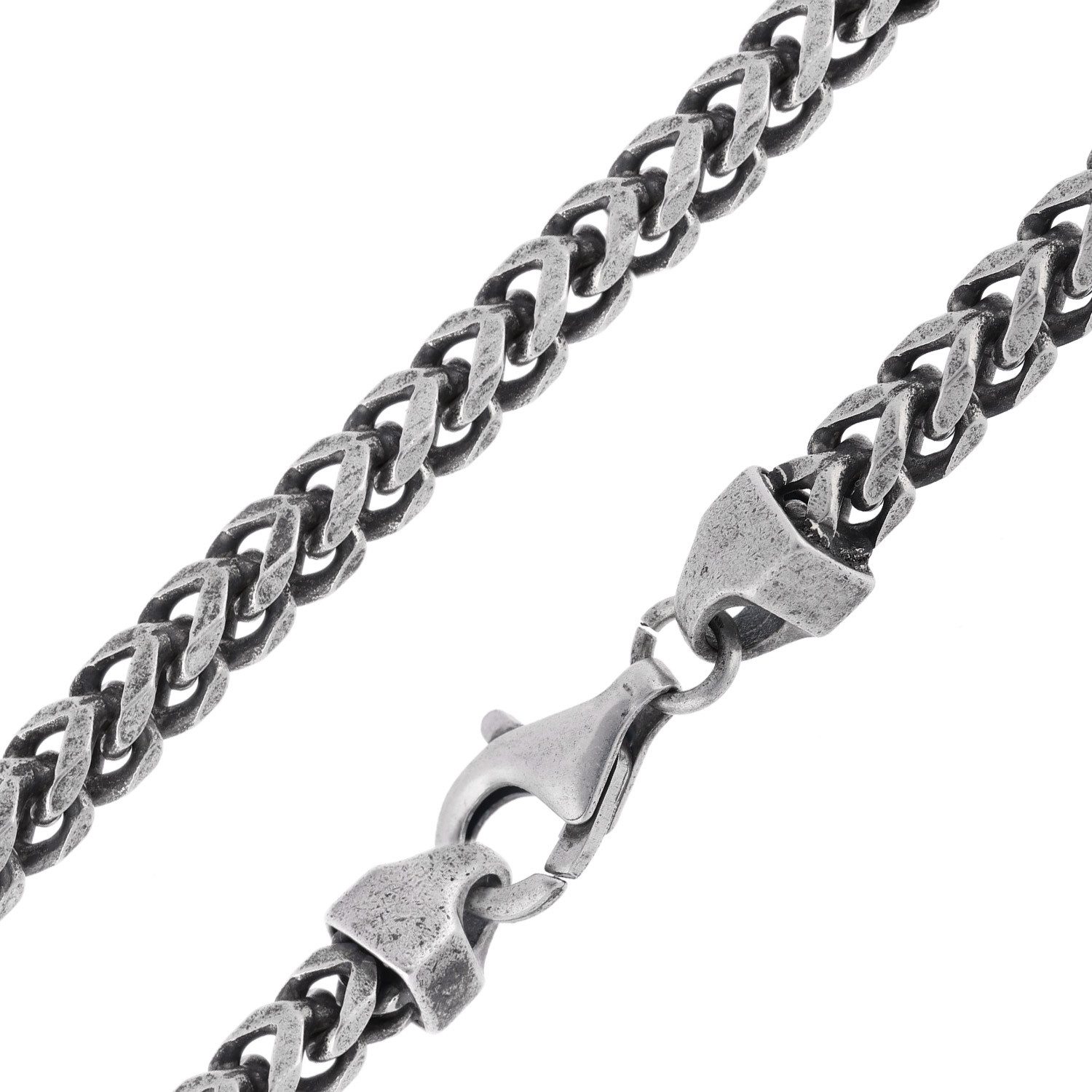 Kette ohne Anhänger Herren-925 Silber Oxydiert Fuchsschwanzkette 4,3 mm