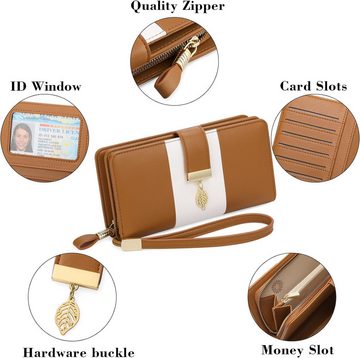 GOIACII Geldbörse (Große Vintage-Leder-Geldbörse, Damenbrieftasche mit RFID-Schutz), Luxuriöse Hochwertige mit großem Fassungsvermögen für stilvolle Design