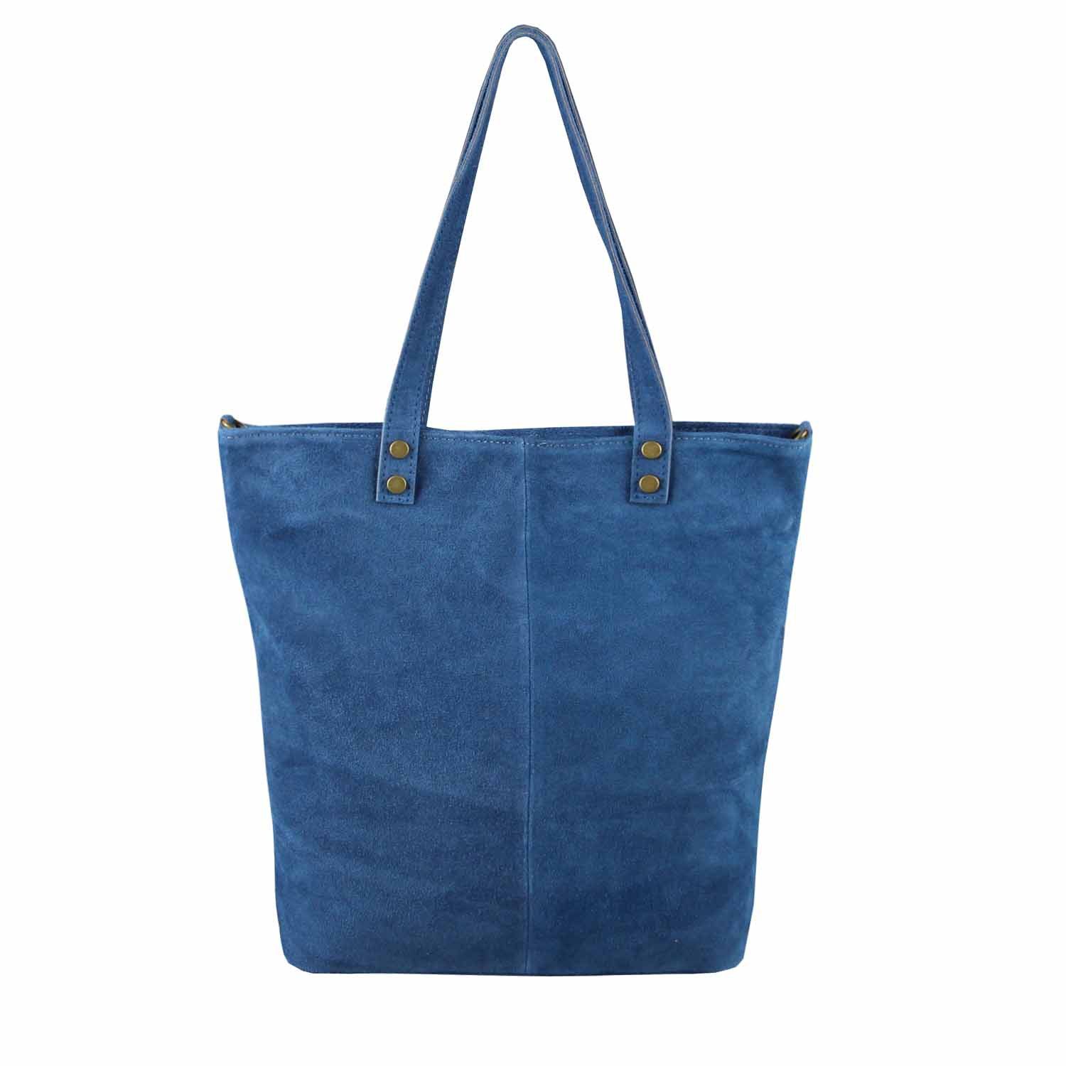 ITALYSHOP24 Schultertasche Made in Italy XL Damen Wildleder Tasche Shopper Umhängetasche Tote Bag, Cross Over Handtasche Ledertasche Hobo Bag City Bag Leichtgewicht