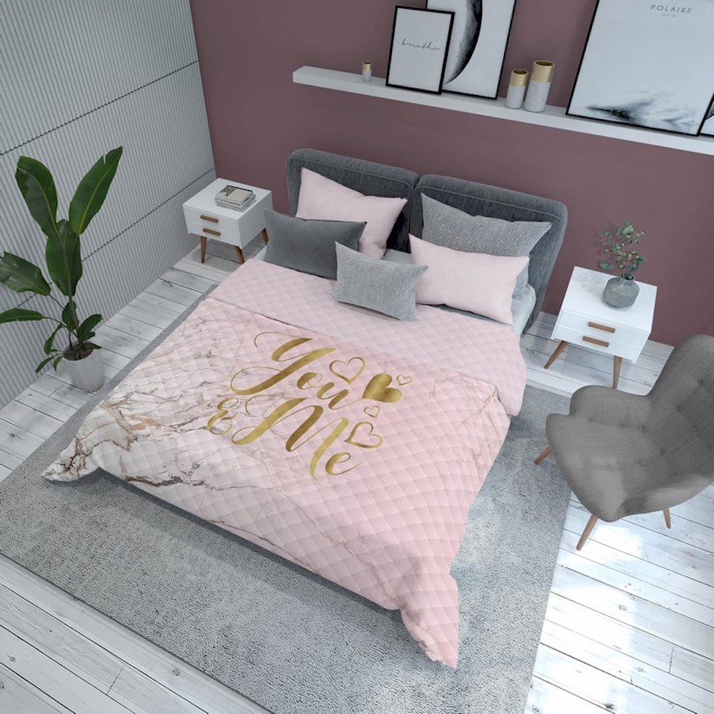 Tagesdecke Steppdeckenoptik Bettüberwurf Decke 220x240 cm You & Me Design  in Rosé, Häßler Homefashion