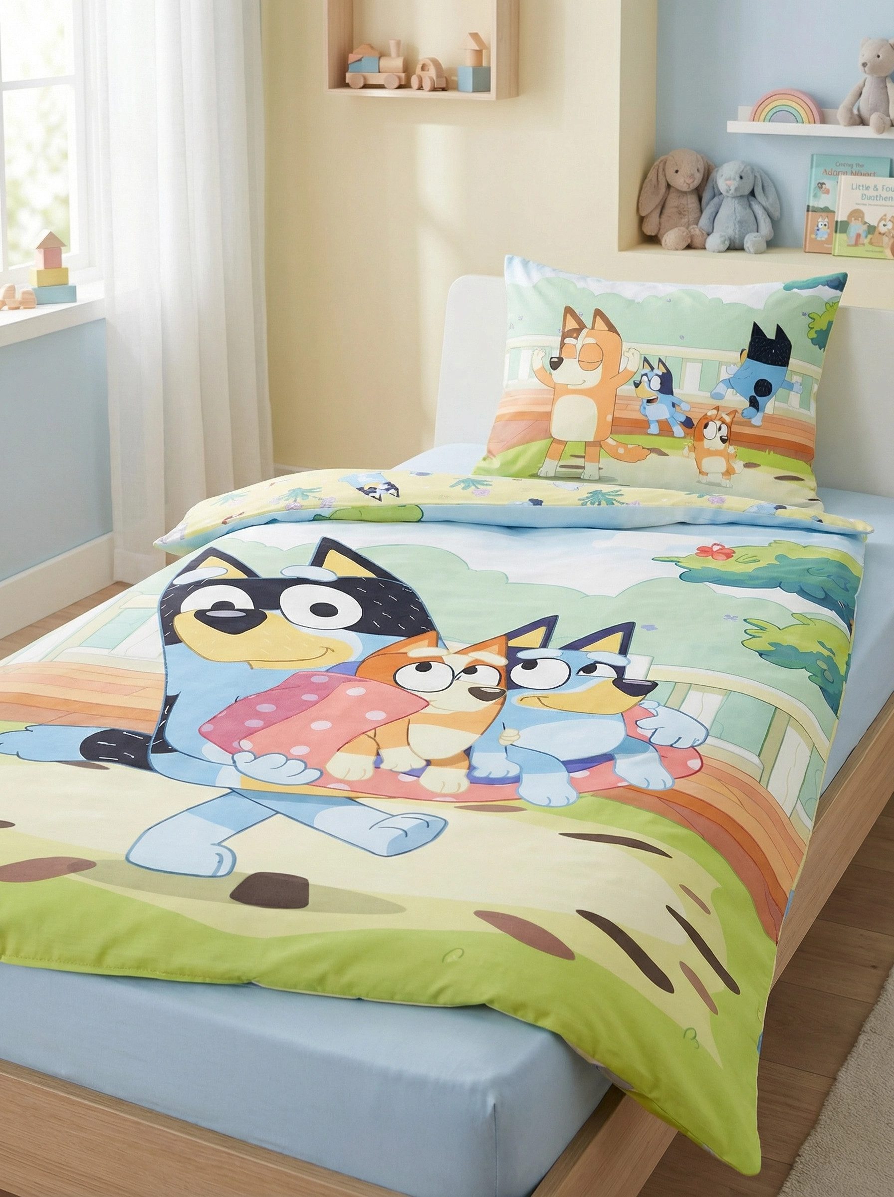 Bluey Bettwäsche Bluey und Bingo Kinder Mikrofaser Bettwäsche 2tlg. Set, 2 teilig, Deckenbezug 135/140x200 cm Kissenbezug 60x70 cm