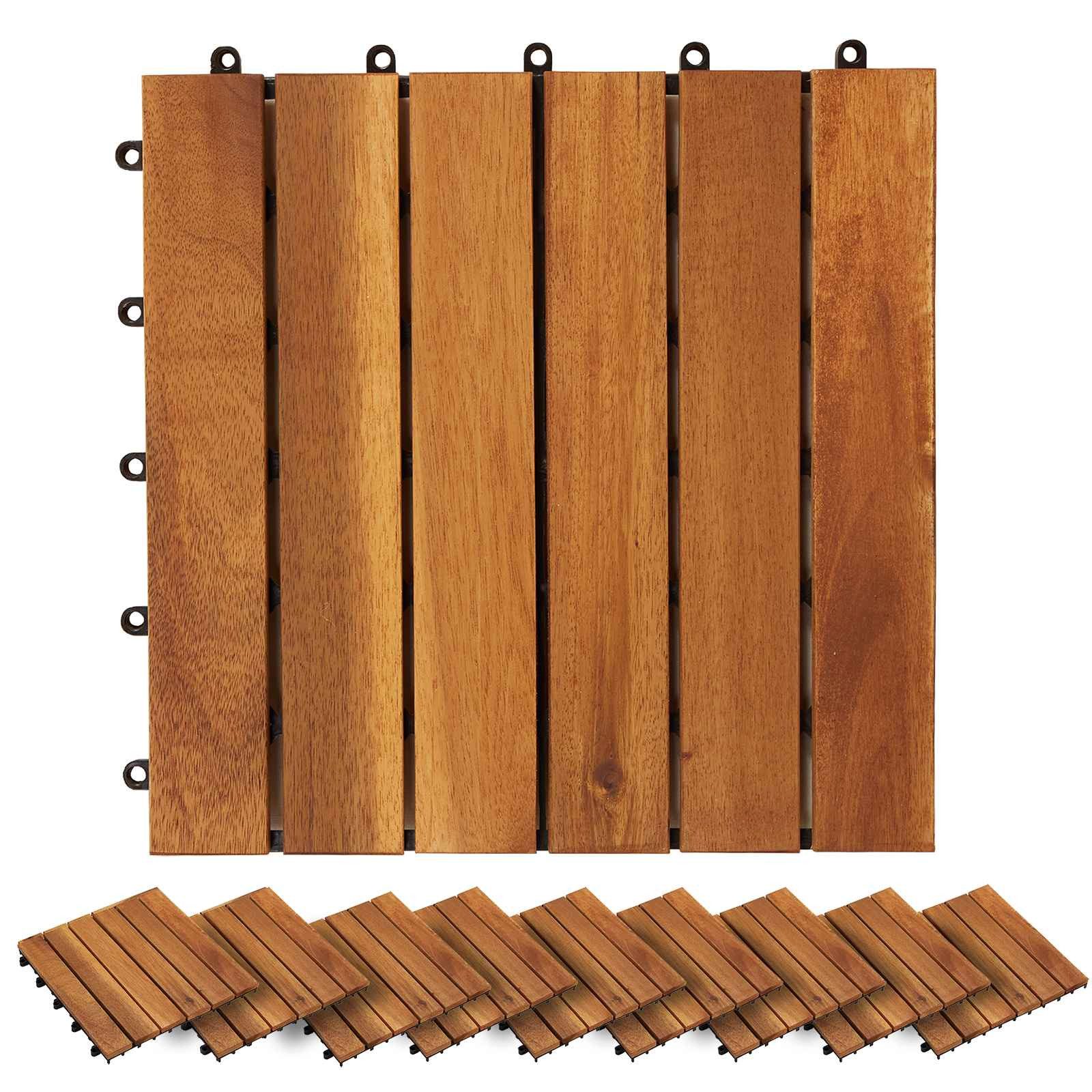 vidaXL Terrassendielen Terrassenfliese 30 stk. Braun 30 x 30 cm n-Hartholz, BxL: je 30x30 cm, (30-St)