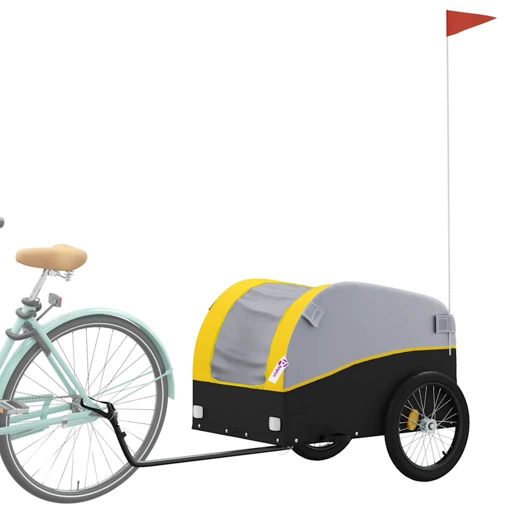 vidaXL Fahrradlastenanhänger Fahrradanhänger Schwarz und Gelb 45 kg Eisen