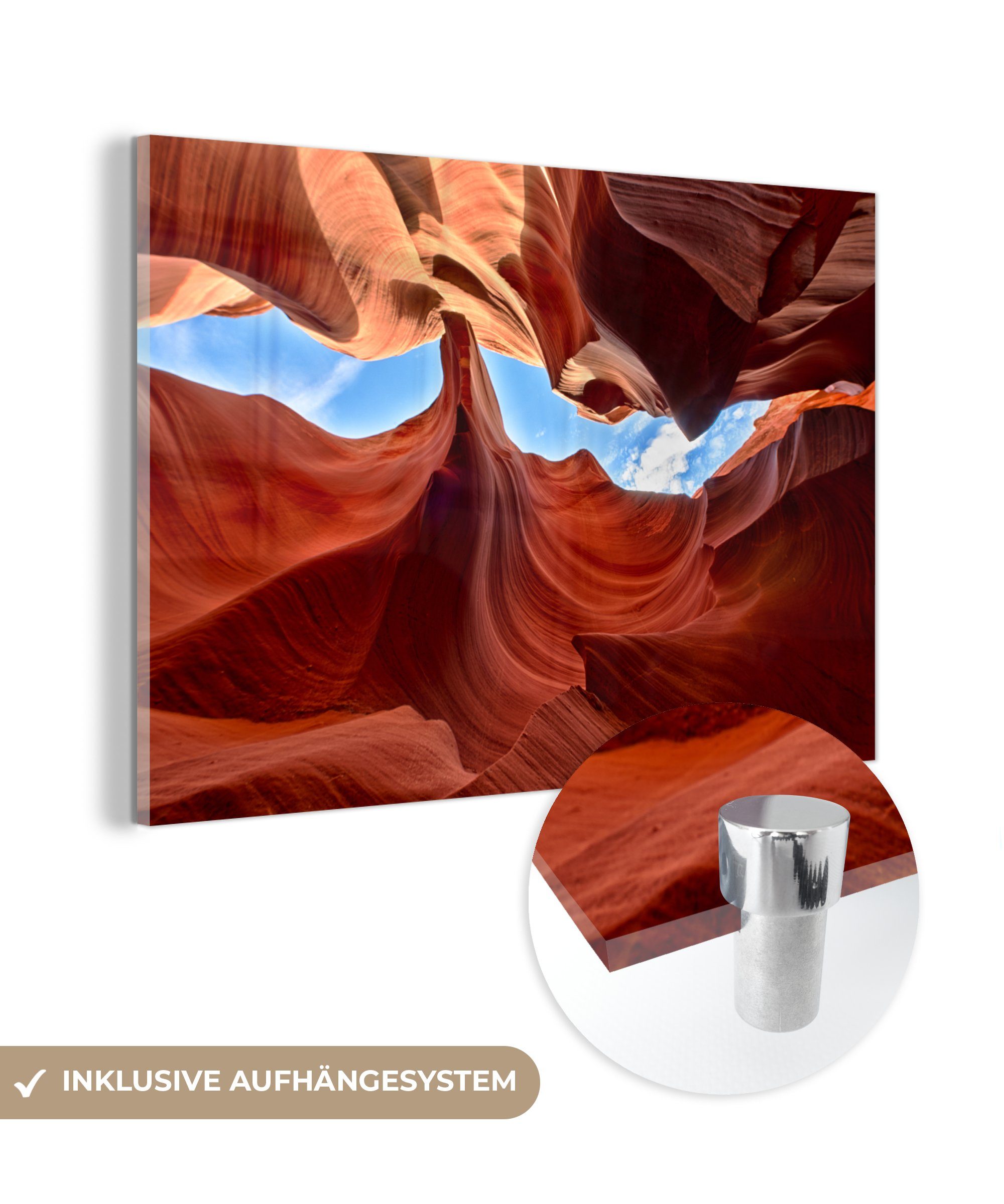 MuchoWow Acrylglasbild Felswände des Antelope Canyon in den USA, (1 St), Acrylglasbilder Wohnzimmer & Schlafzimmer