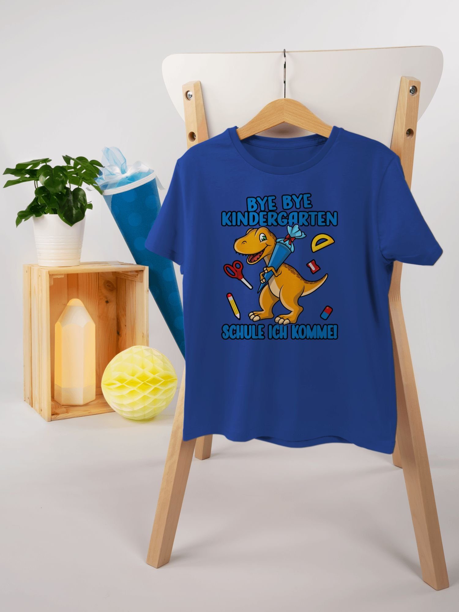 Shirtracer T-Shirt Bye Bye Kindergarten - Schule ich komme! Mit Dino und Schultüte Einschulung Junge Schulanfang Geschenke