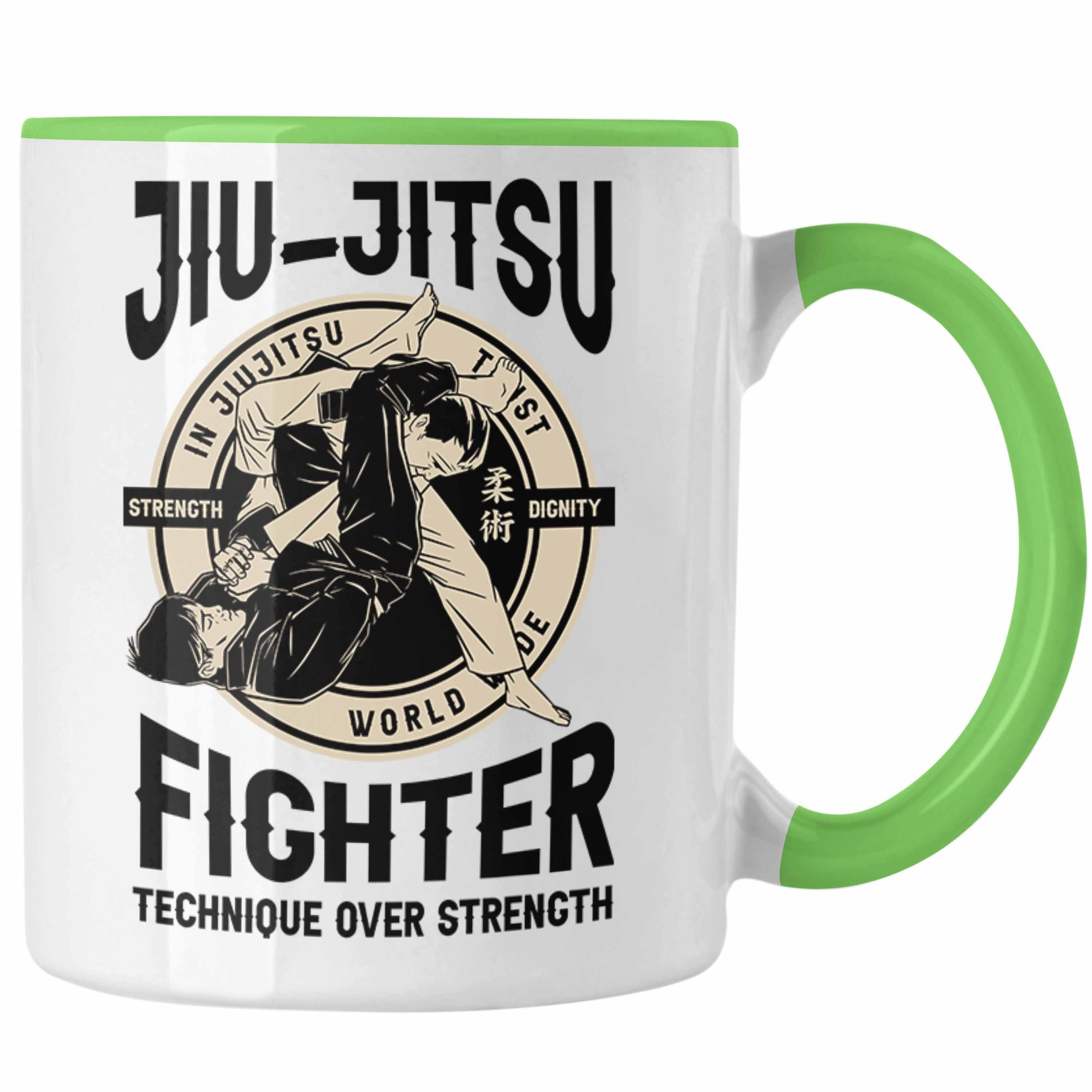 Jitsu Geschenk Tasse Grün Jiu Kampfsportler Tasse Trendation Geschenkidee für Technik über