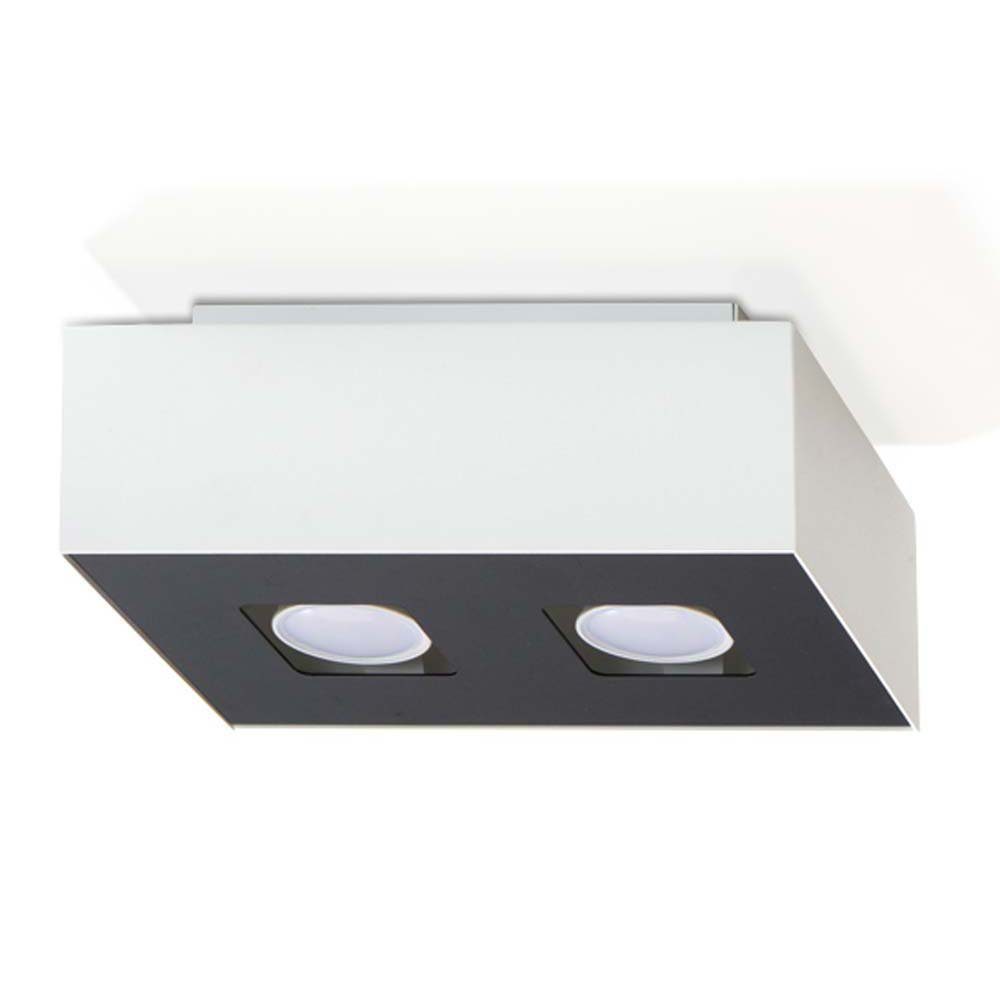 etc-shop Deckenstrahler, Leuchtmittel nicht inklusive, Deckenleuchte Deckenlampe Schwarz Weiß Stahl 2-flammig L 24 cm | Deckenstrahler