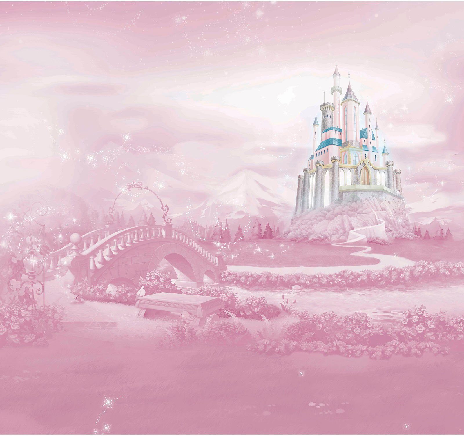 Disney Fototapete Prinzessinnen Schloss, (1 St), Rosa - 300x280cm