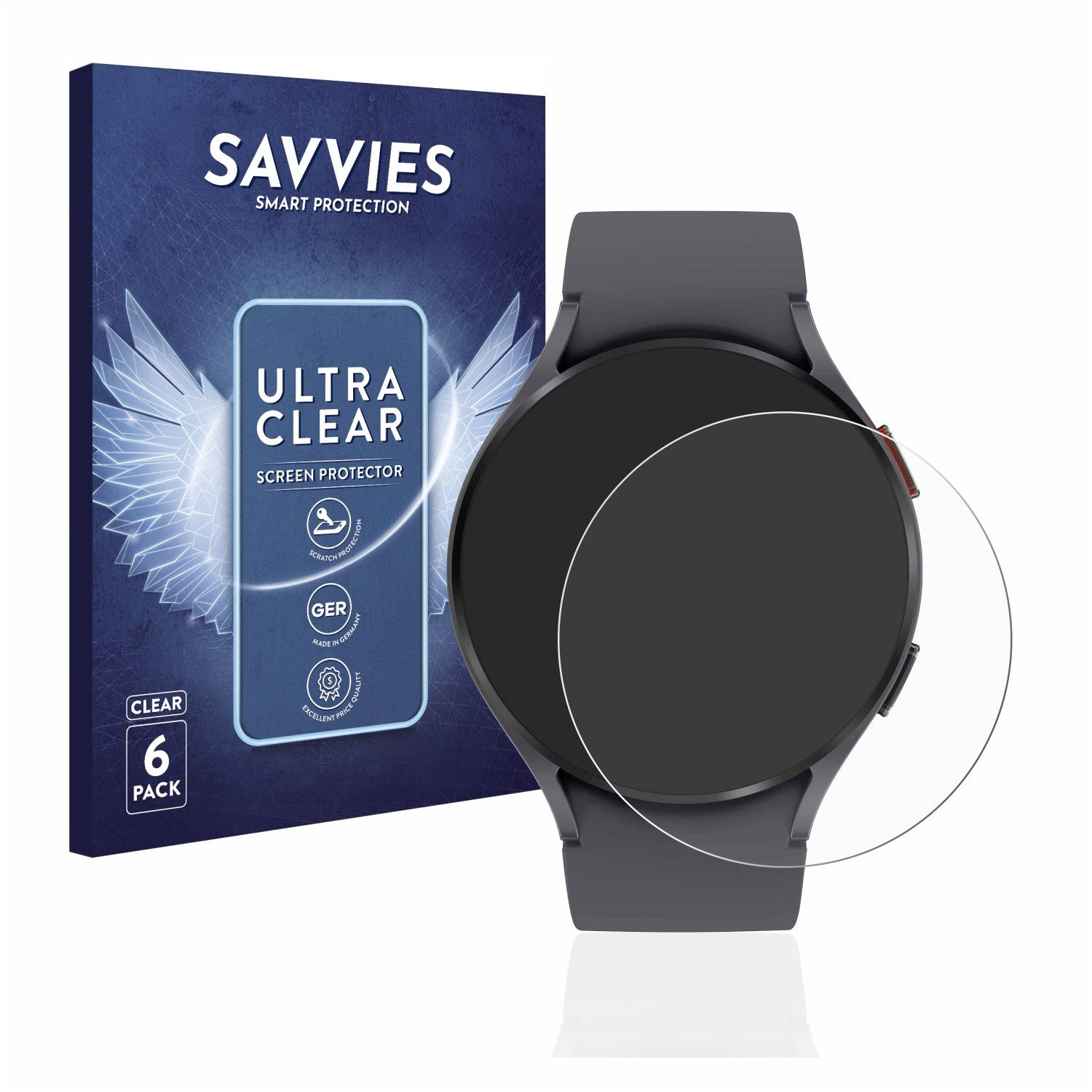 Savvies Schutzfolie für Samsung Galaxy Watch 5 (44mm), Displayschutzfolie, 6 Stück, Folie klar