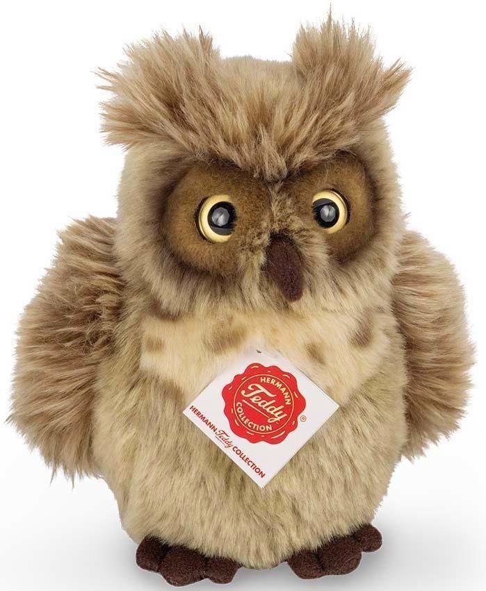 Kuscheltier Eule graubraun, 17 cm