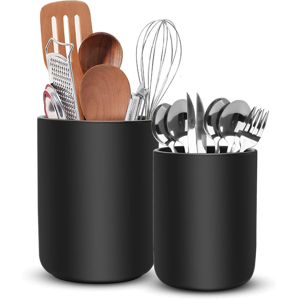 AFKSMILE Besteckhalter 2 Stück Küchenutensilienhalter, Utensilienhalter Keramik, Besteckkorb, Küchenhelfer Set, Kochutensilien-Töpfe für Spatel, Löffel, Pflanzen