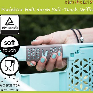 KiNDERWELT Klappbox 4 x stabile Klappbox silber mit Soft-Touch Griffen