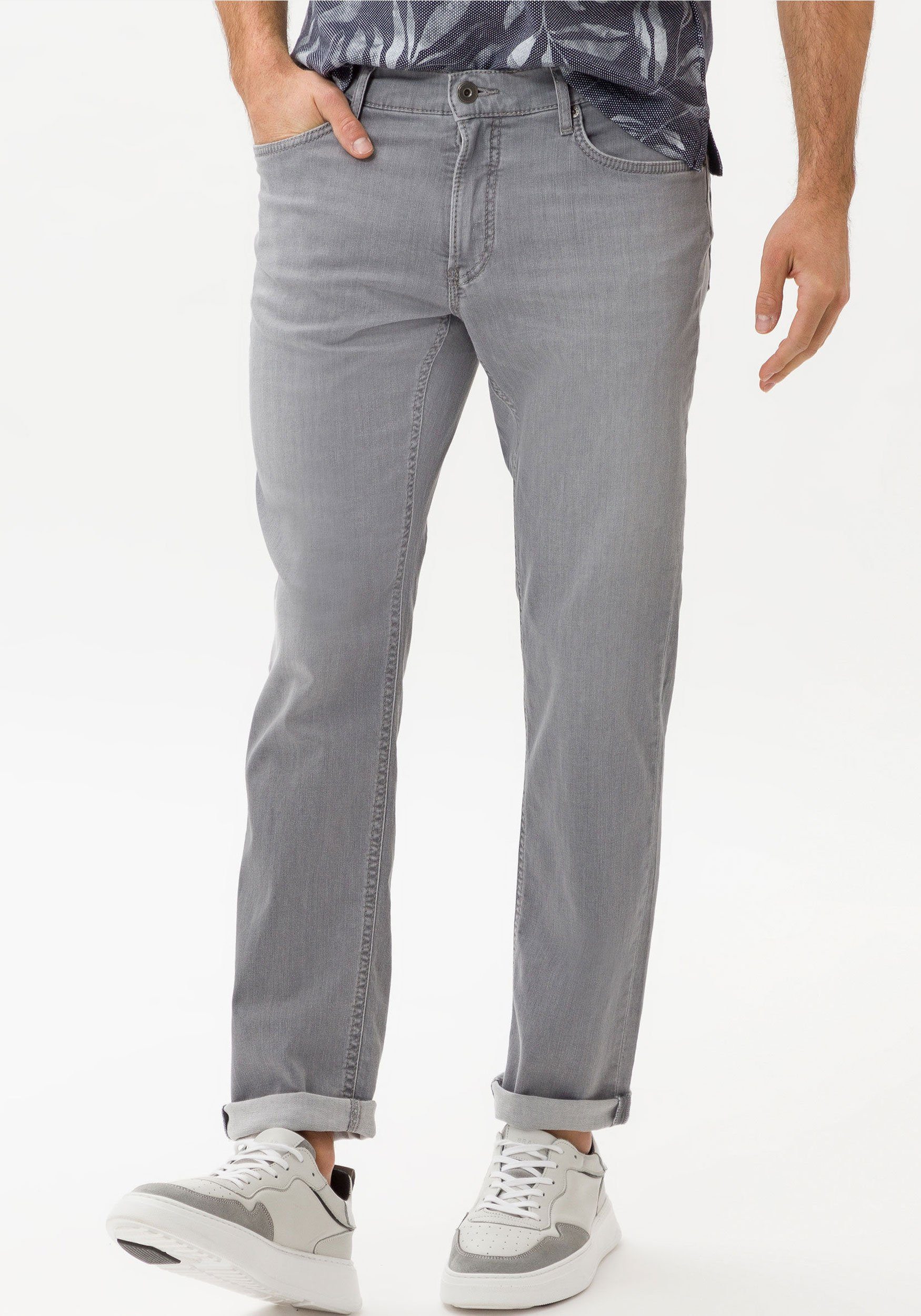 Brax 5-Pocket-Jeans Chuck Summer Light Denim, elastisch und soft Light Grey