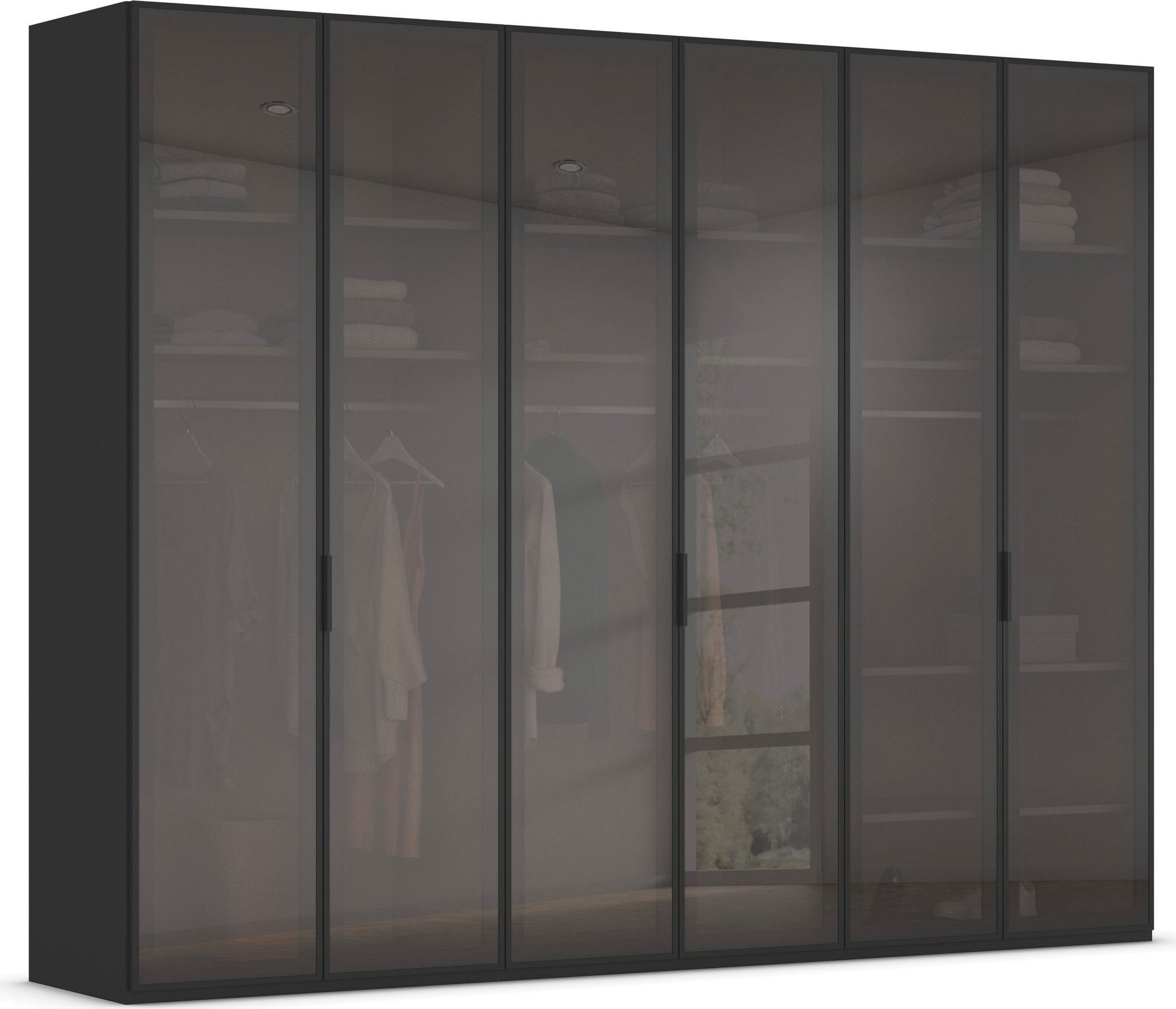 rauch Kleiderschrank Schrank Garderobe SKAT SHINE Breiten 151/201/251/301cm, Höhe 223/235cm (3 verschiedene Ausstattungen BASIC/CLASSIC/PREMIUM (inkl. SOFT-CLOSE) edle Schrankfront mit hochwertigen Glasrahmentüren MADE IN GERMANY