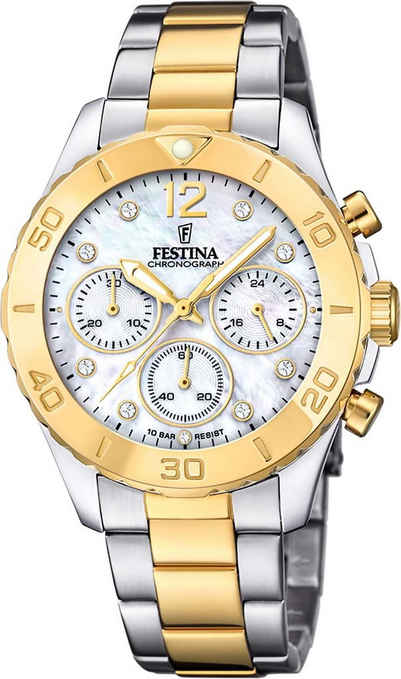 Festina Chronograph Boyfriend, F20604/1, Armbanduhr, Quarzuhr, Damenuhr, Stoppfunktion