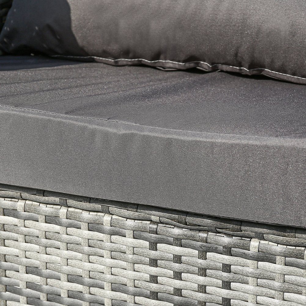 Gartenlounge-Set, Balkonmöbel, Gartenmöbel-Set, 1 Sofa, 1 Ecksofa, 1 Glastisch, Kissen, aus PE-Polyrattan
