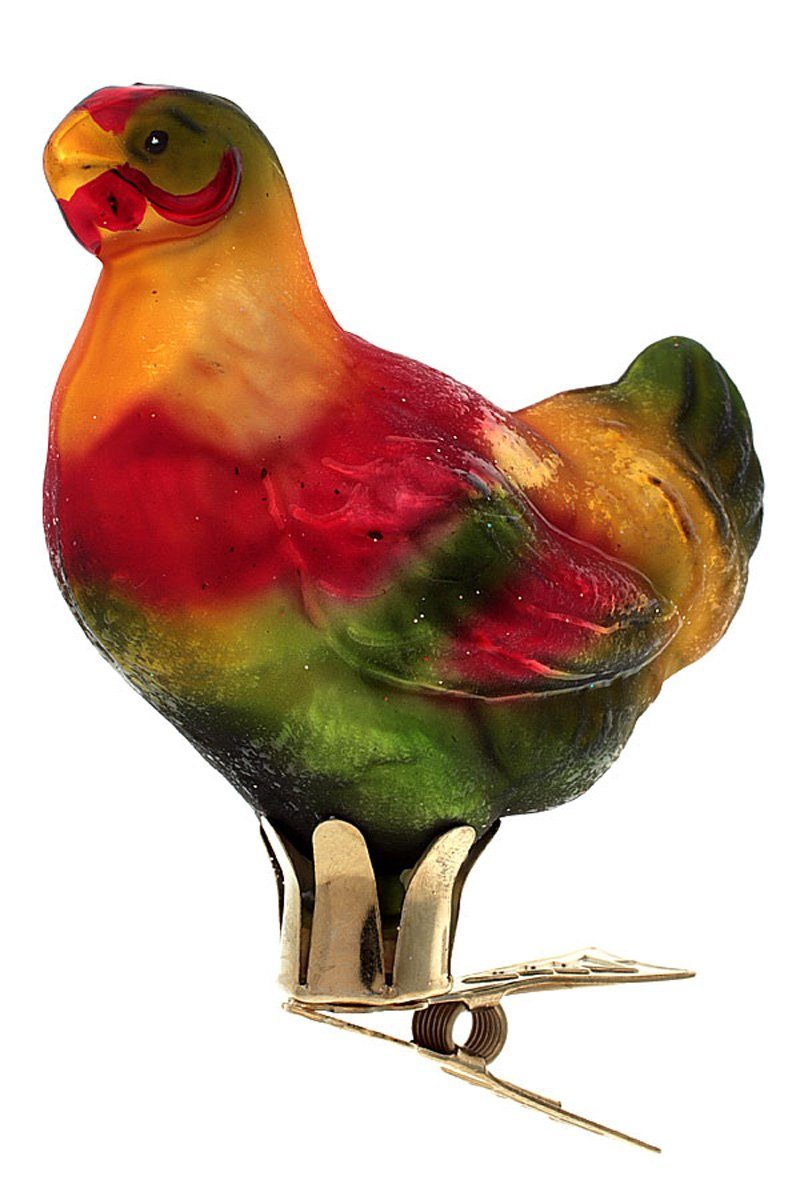 Hamburger Weihnachtskontor Christbaumschmuck bunt, mundgeblasen Henne - - Vogel handdekoriert Dekohänger