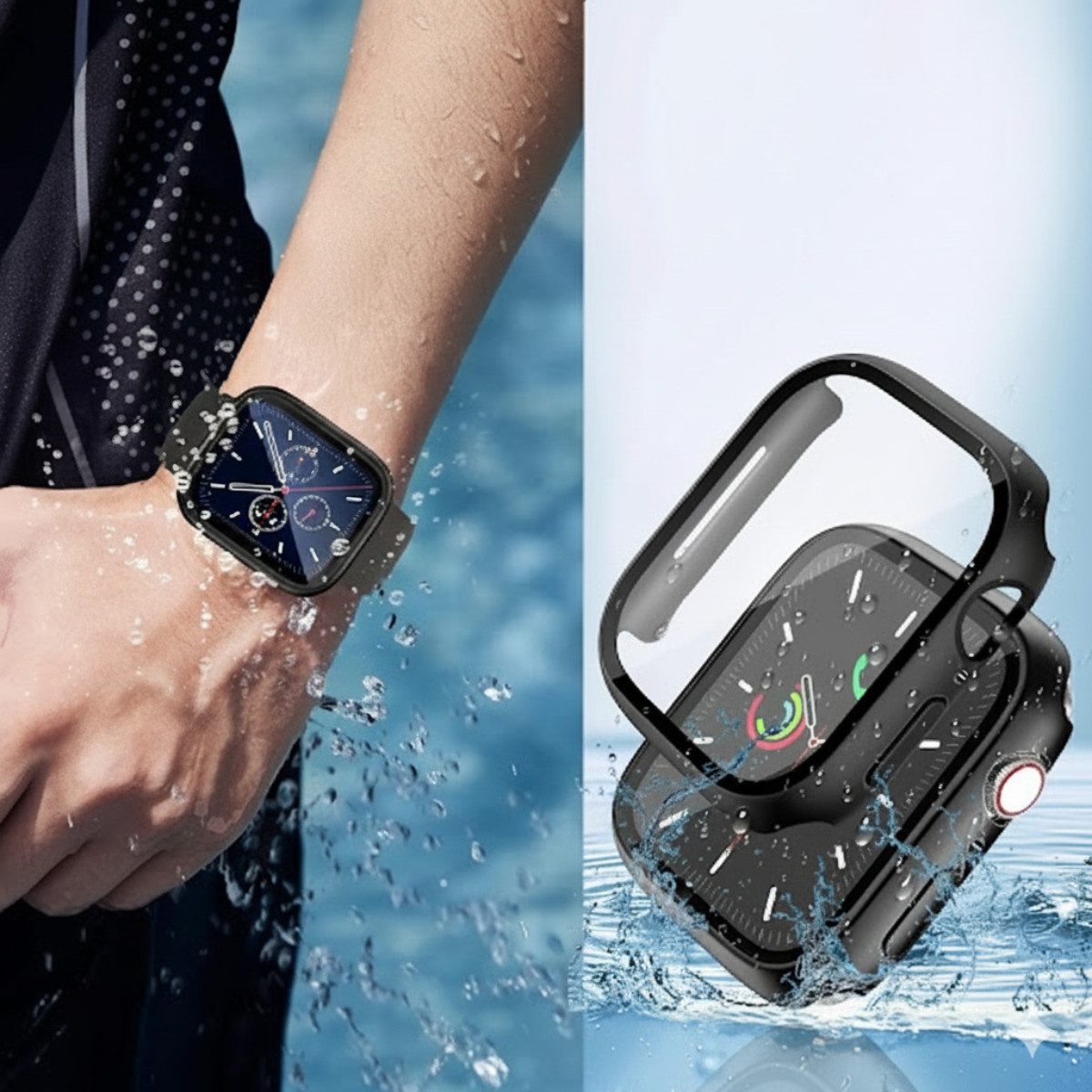 Ventarent Smartwatch-Hülle Apple Watch Schutzhülle Series 1 2 3 4 5 6 7 8 9 10 11 Ultra SE Case 38mm, 40mm, 41mm, 42mm, 44mm, 45mm, 46mm oder 49mm, Thin Case Bumper Case 9H Hartglas Rundum Schutz Displayschutz Hülle