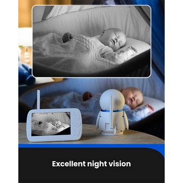 Proscenic Babyphone BM300, 1080P HD Kamera, 5 Zoll Bildschirm, Nachtsicht, Temperatursensor