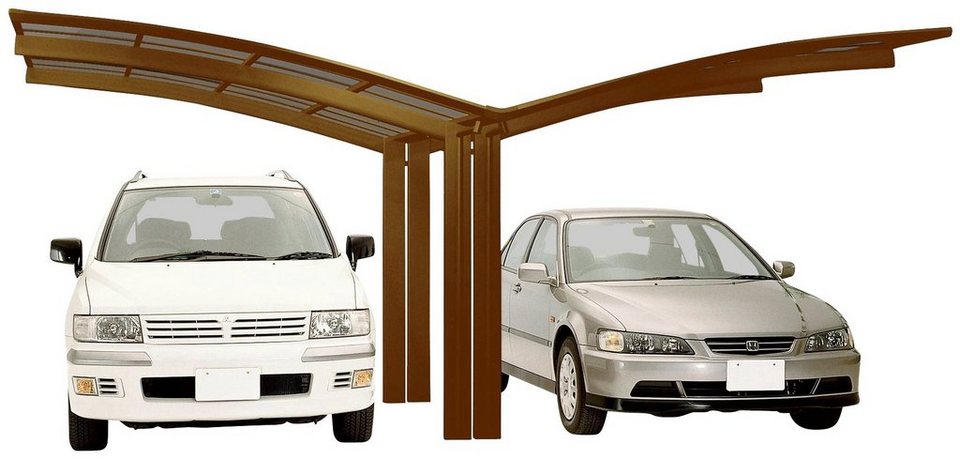 Ximax Doppelcarport Portoforte Typ 60 Y-bronze, BxT: 543x495 cm, 240 cm  Einfahrtshöhe, Aluminium