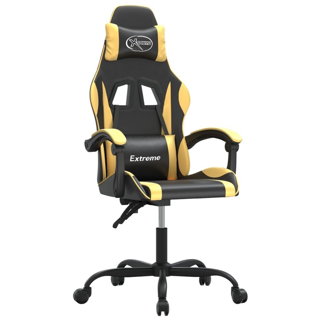furnicato Gaming-Stuhl Kunstleder Schwarz Gold 57,5x59,5x(121-131) cm (1 St)