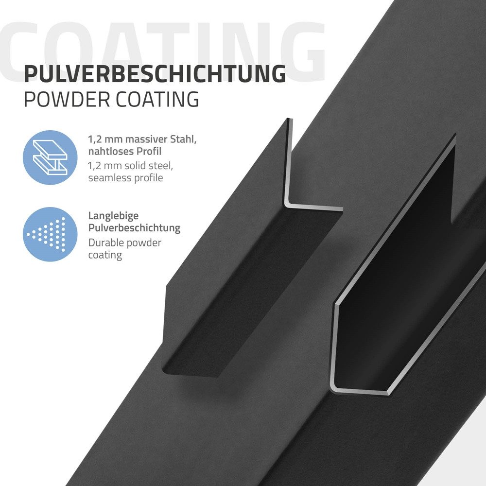 ML-DESIGN Tischbein Tischkufen I-Design Möbelfüße Tischgestell aus pulverbeschichtet Stahl, 4er Set I-Design 72cm Schwarz glänzend eckig Möbelbeine