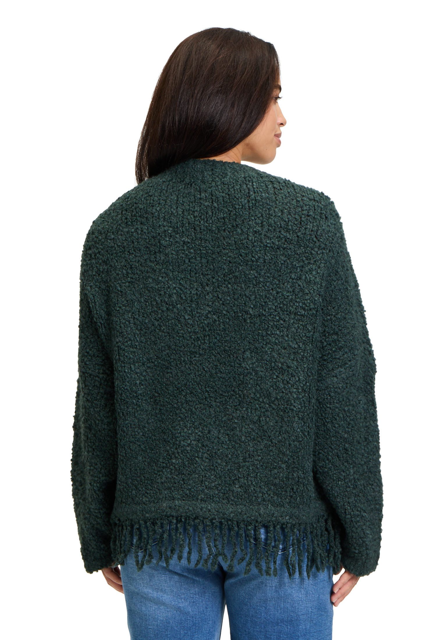 Cartoon Strickpullover Damen mit Fransen (1-tlg) Fransen