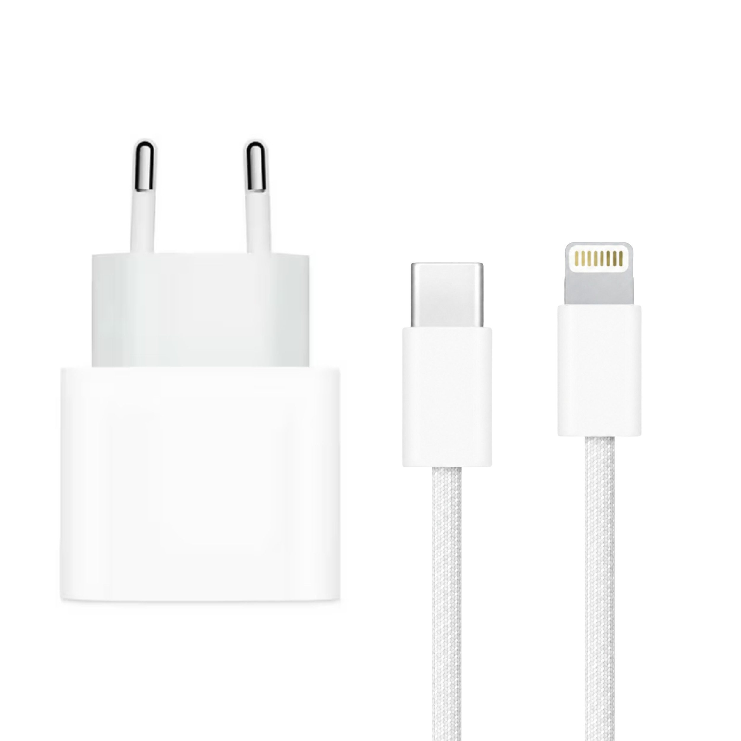 PlugUp Ladegerät mit iPhone Lightning Ladekabel iPhone 11 12 13 14 Pro Max SE USB-Ladegerät (2220 mA, Set, 1-tlg., 2-teiliges Ladeset, 20W USB-C Schnellladegerät für iPhone 11 12 13 14 Pro Max SE Plus)
