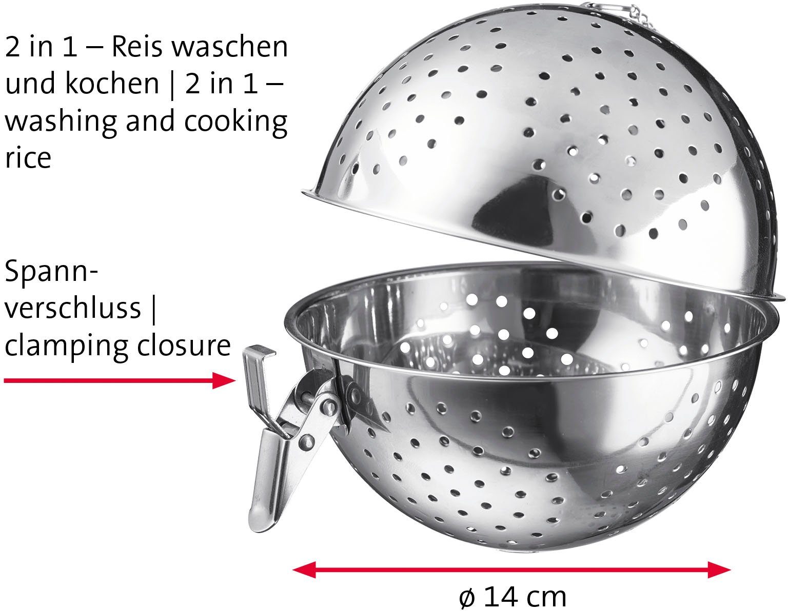 Portionen, WESTMARK 4 1 Liter, Reiskugell, ca. Edelstahl Reiskocher