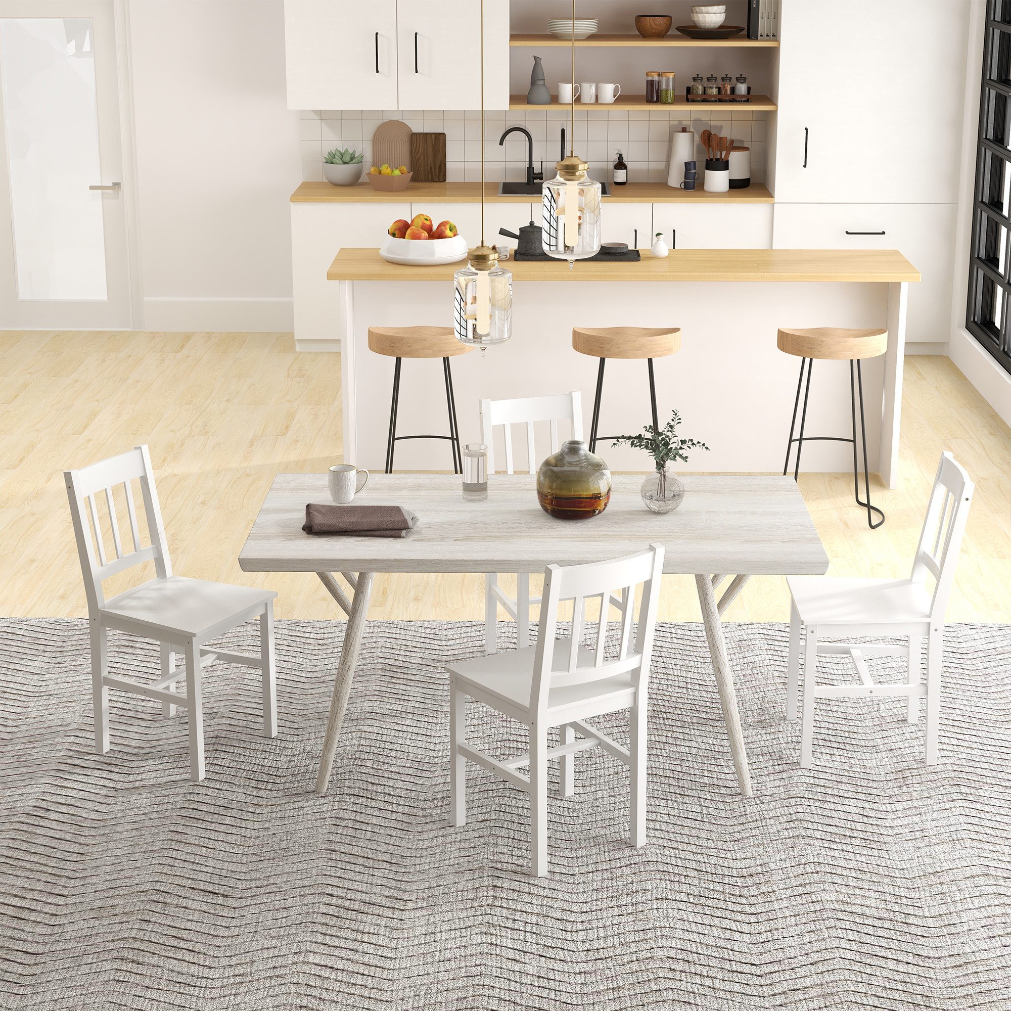 HOMCOM Esszimmerstuhl 4er Set Wohnzimmerstuhl (Küchenstuhl, günstig online kaufen