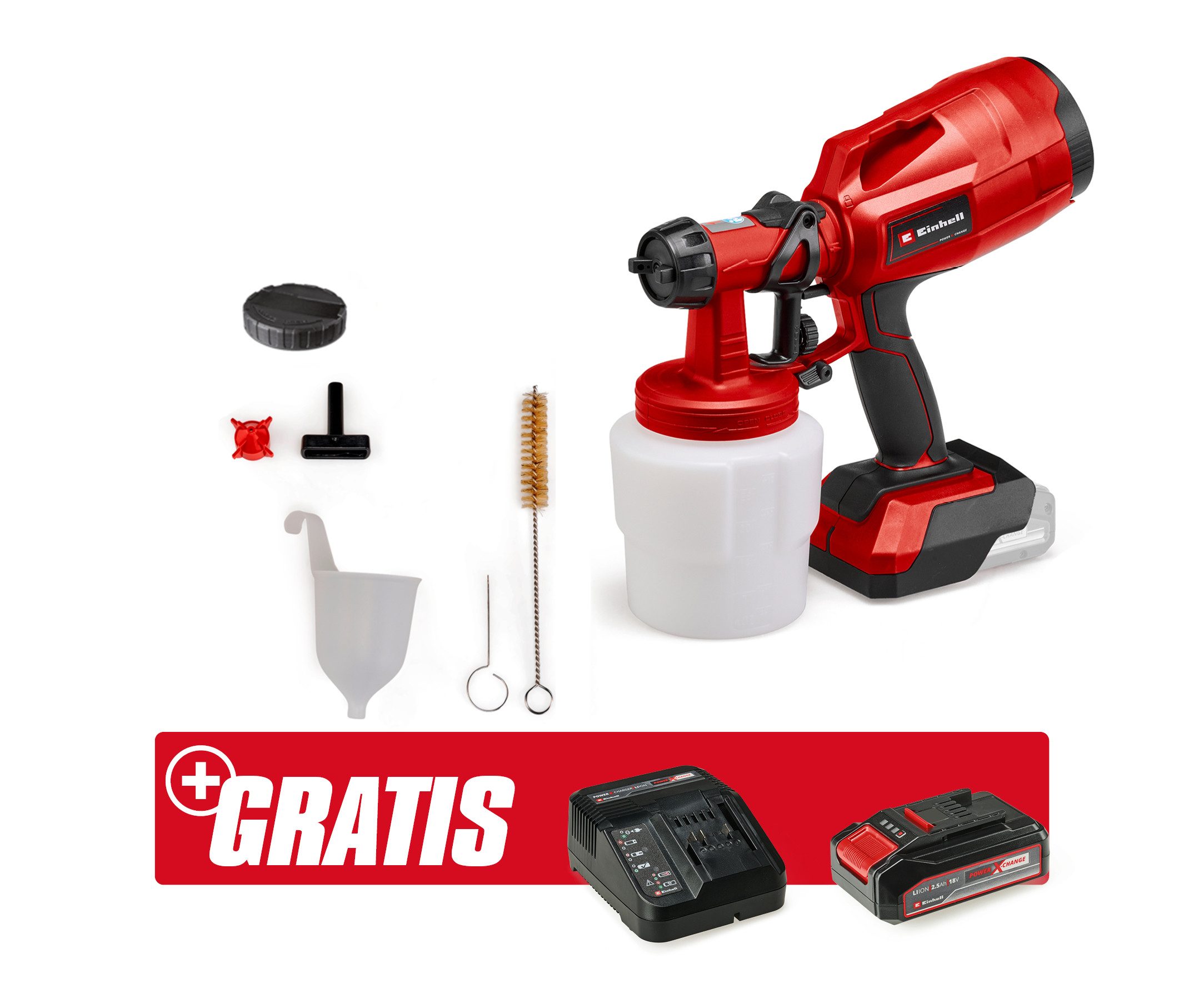 Einhell Farbsprühgerät TC-SY 18/60 Li (1x2,5 Ah), (Set), inkl. Akku und Ladegerät