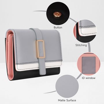 MODFU Geldbörse Damen Handytasche Portemonnaie Portmonee Geldbeutel Weich Leder Kurz (Frauen Handtasche Ledergeldbörse Brieftasche mit 5 Kartenfächer, Slim Wallet, Kreditkartenetui, Kartenetui, Kartenhalter), NFC RFID-Schutz mit Münzfach Groß 10.5 x 9.5 x 3.5cm