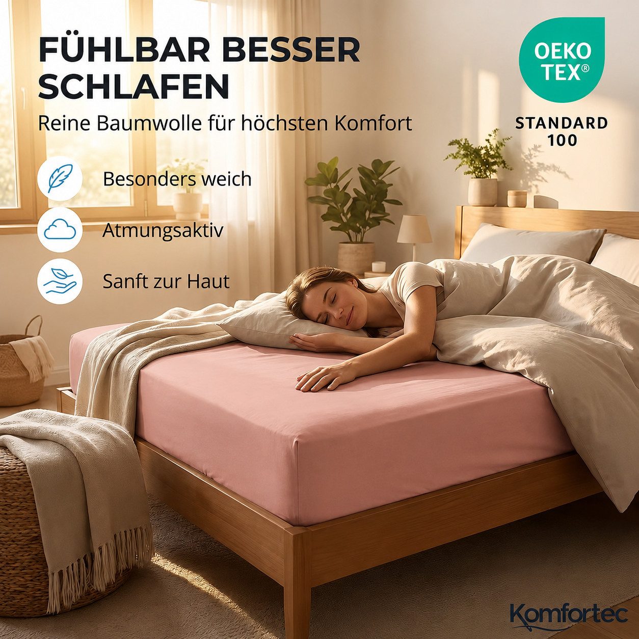 Komfortec Spannbettlaken Boxspringbett bis 15cm - 30cm Matratzenhöhe, Mikrofaser, Gummizug: Rundum, (1 Stück), 140x200 cm, Schwarz – Bild 4 von 5