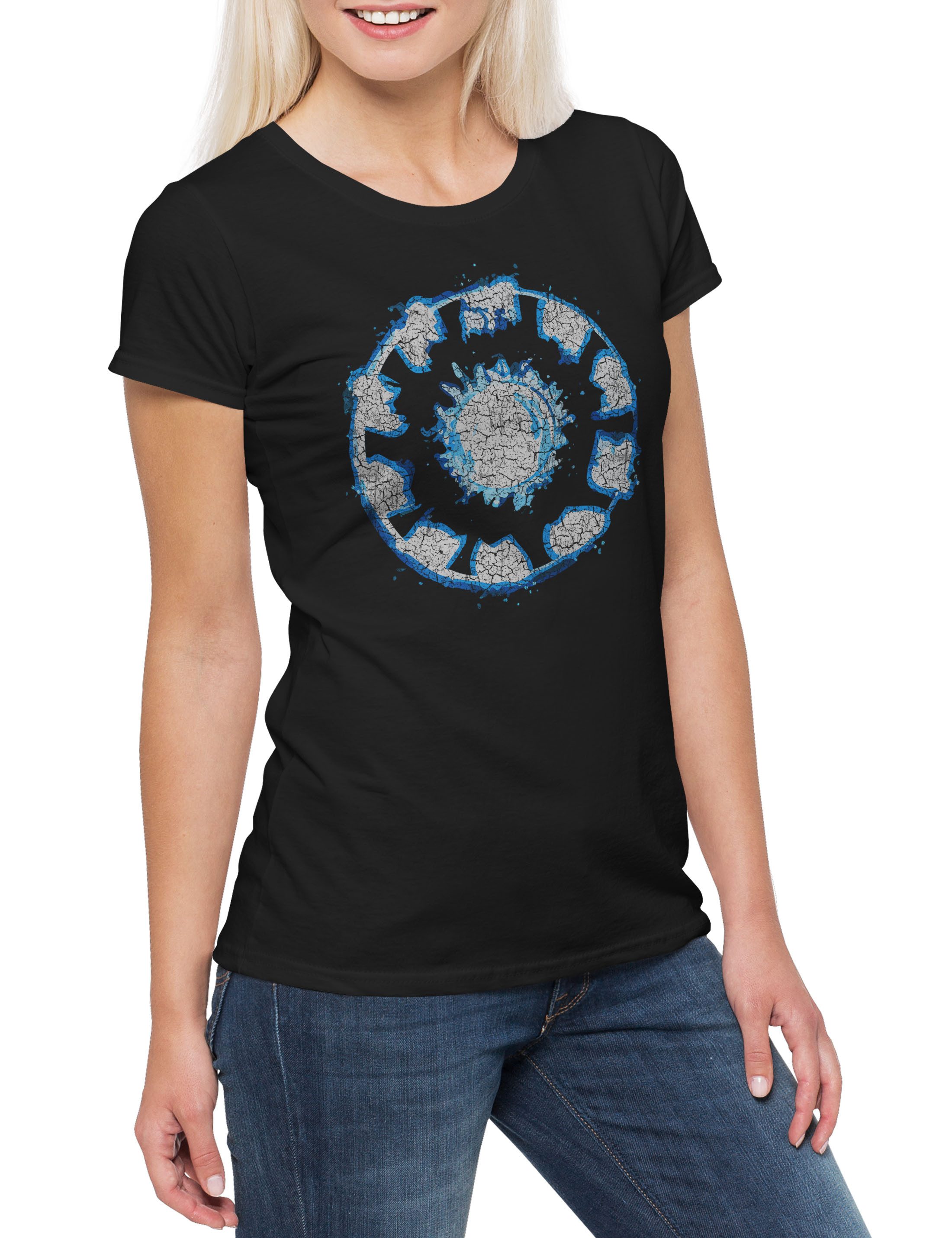 Print-Shirt Big Iron Arc Reactor Damen T-Shirt Tony Reaktor Man Sign Stark Symbol