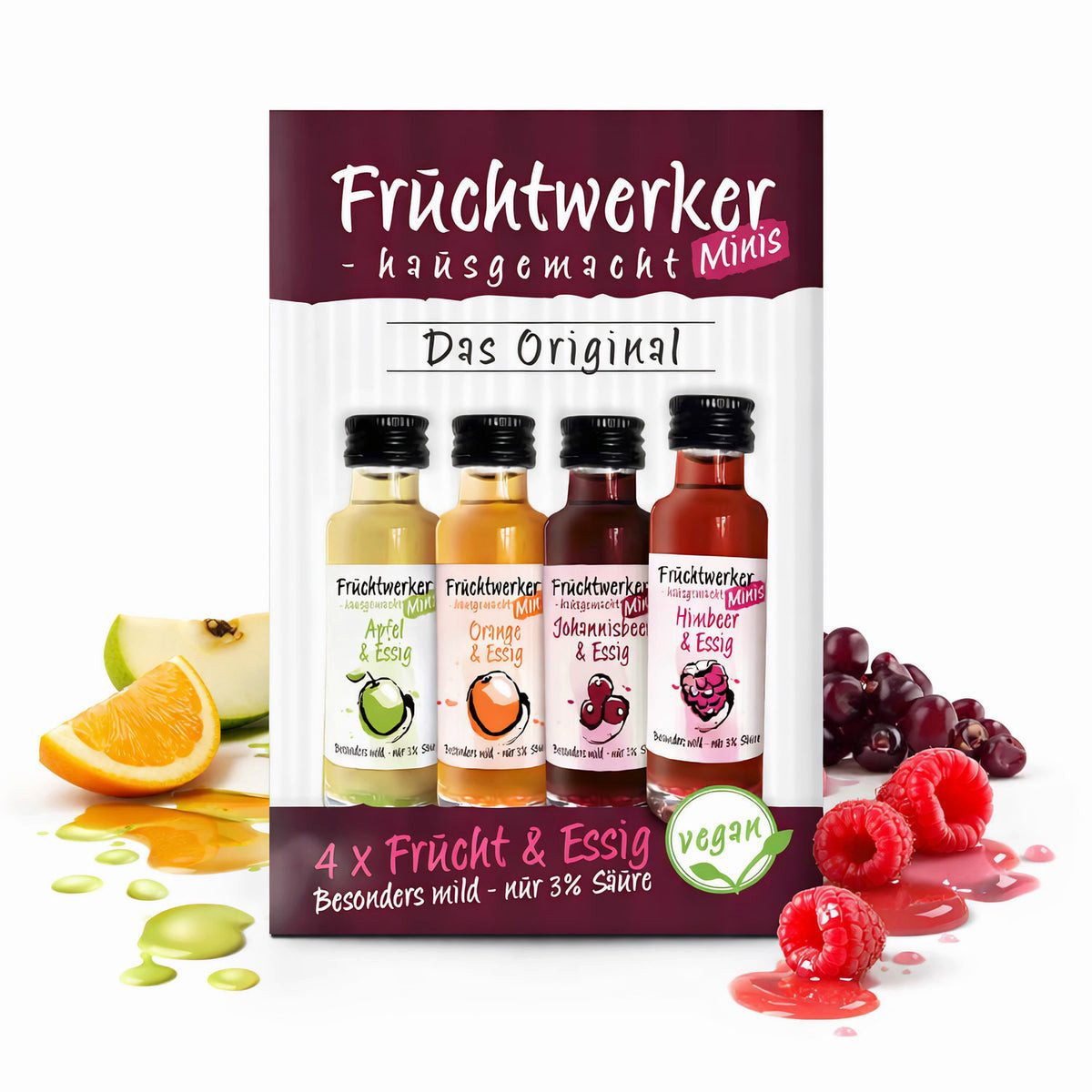 Fruchtwerker Essig Fruchtwerker Minis 4er-Set Fruchtessig