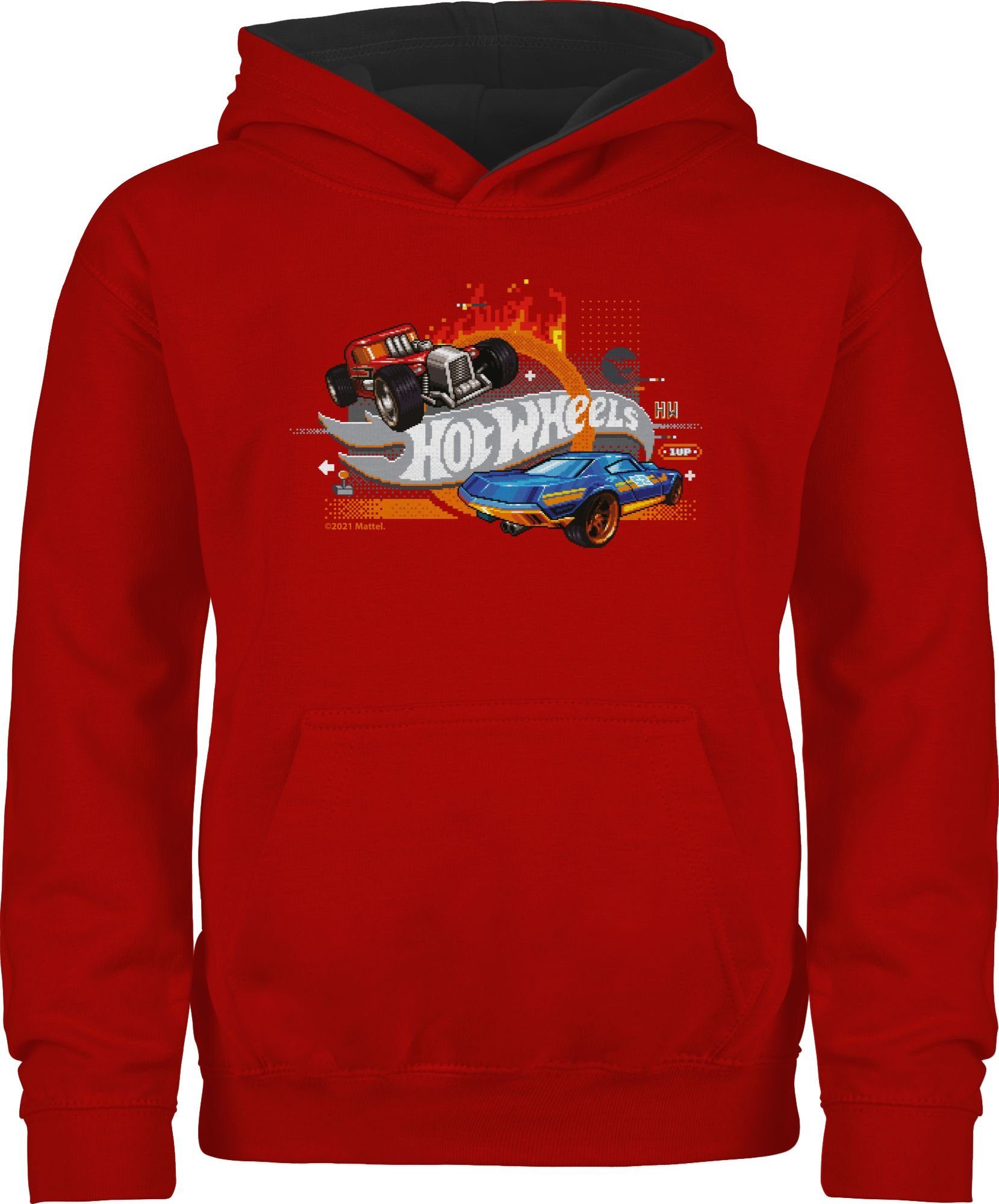 Shirtracer Hoodie 8-Bit Logo Hot Wheels Mädchen 3 Rot/Schwarz