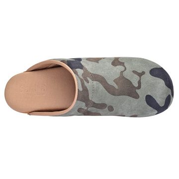 Sanita Wood-Soldi Open Clog Olive Camouflage Sandale