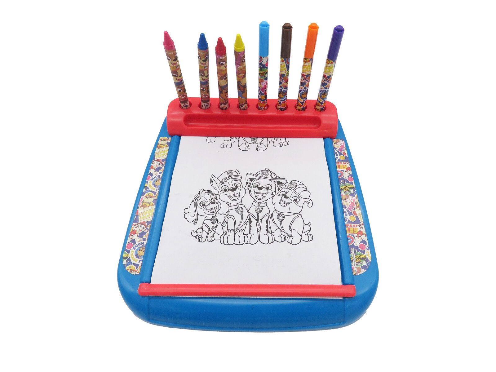 PAW PATROL Zeichenblock Kinder Malstation mit 4 Markern 4 Buntstiften und Papierrolle