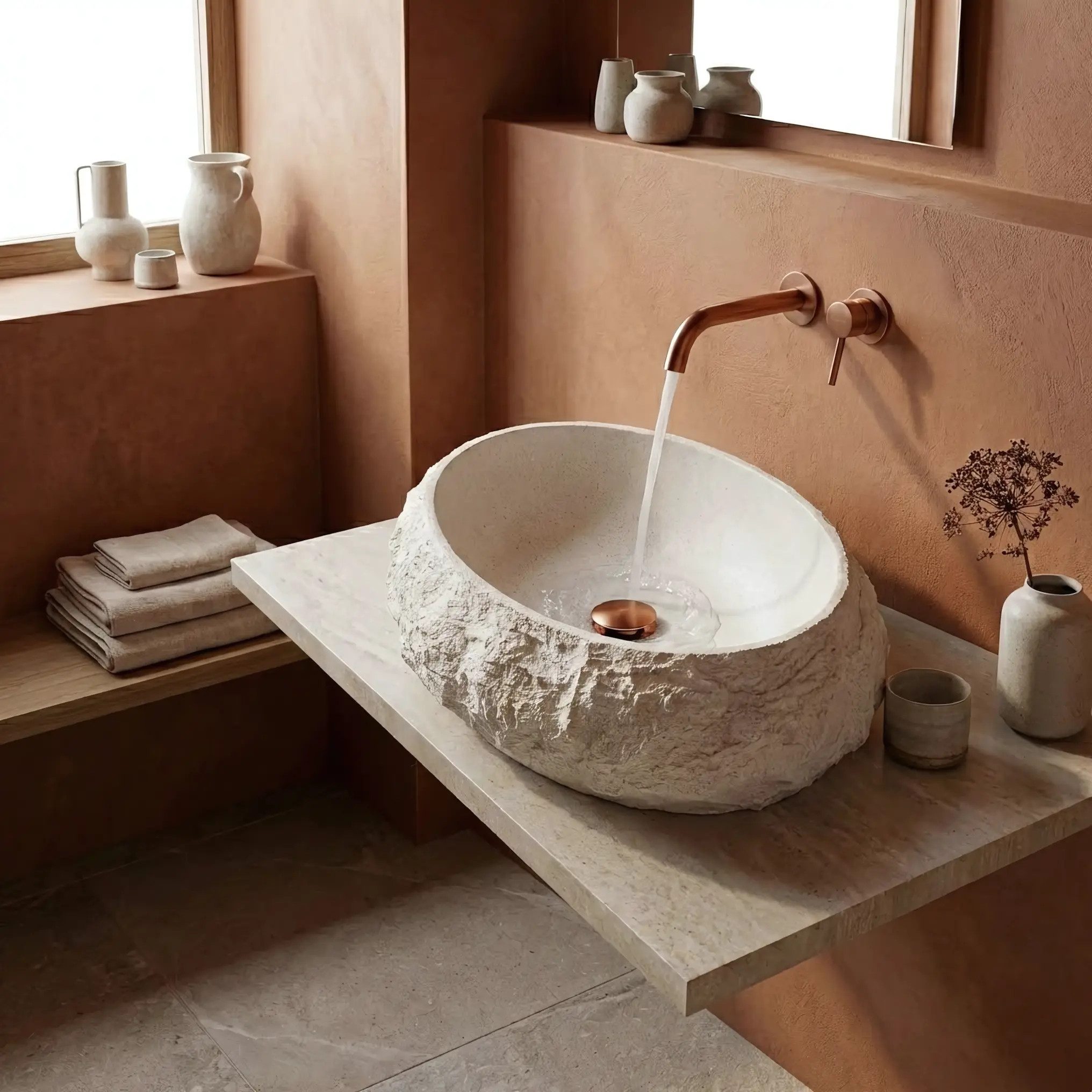 wohnwerk.idee Aufsatzwaschbecken aus Kompositstein, Designer Badwaschbecken 8 Farben – Bild 4 von 5