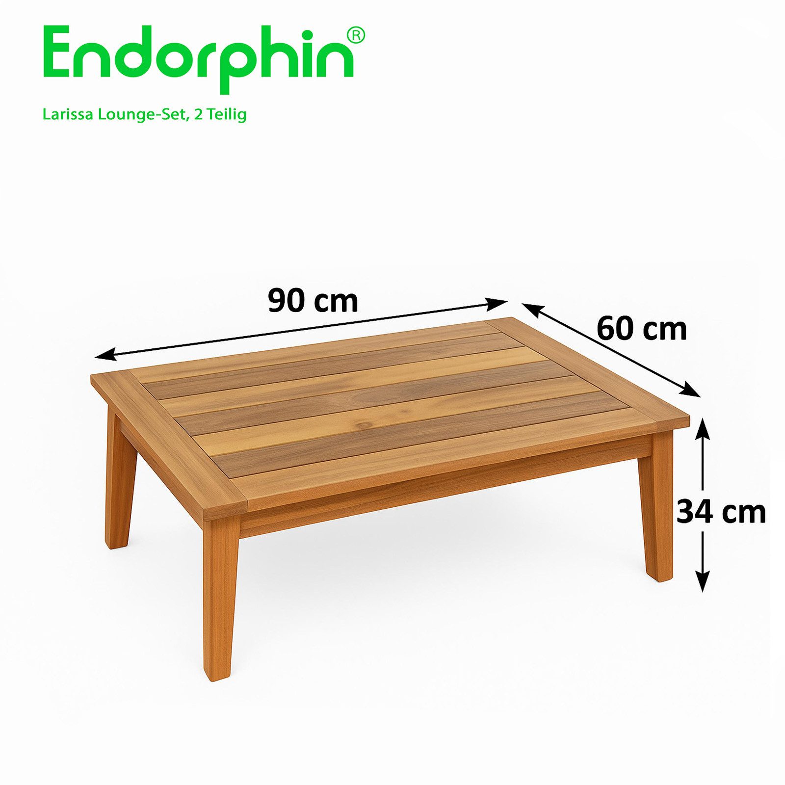 Endorphin Gartenlounge-Set Larissa Lounge-Set 2 tlg. 1 Sofa 1 Tisch Polyrattan Akazie im teakholz, (2-tlg)