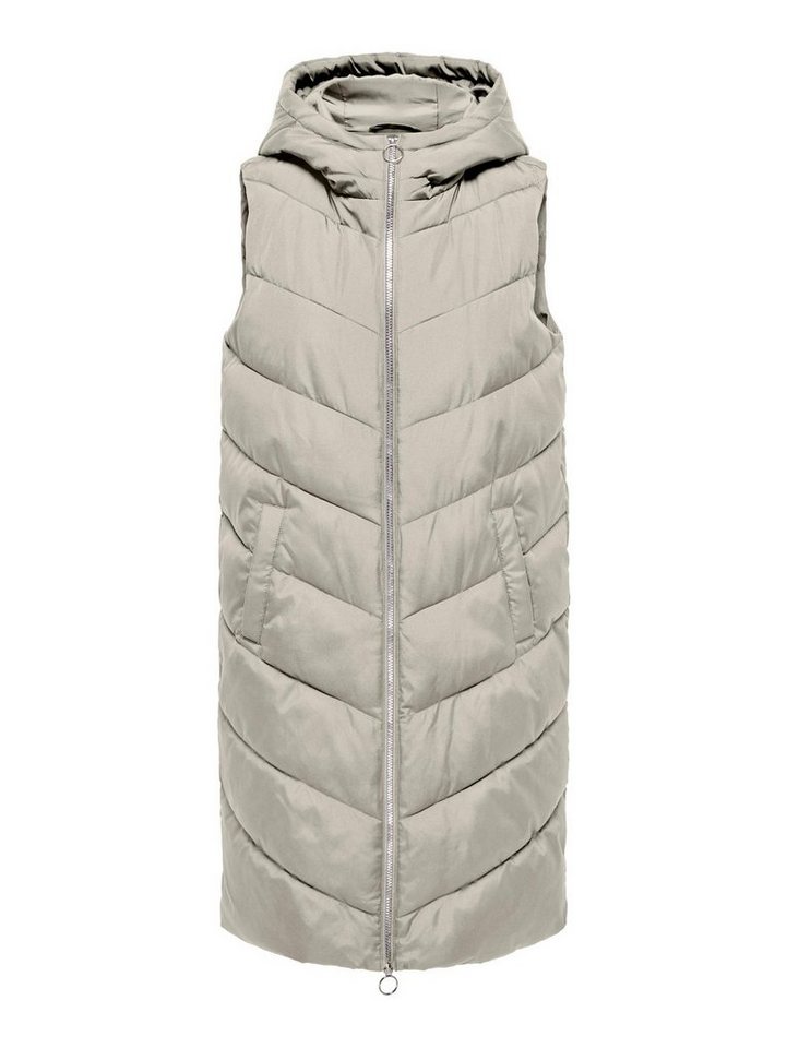 JACQUELINE de YONG Steppweste Lange Puffer Steppweste mit Kapuze JDYFINNO  6397 in Creme