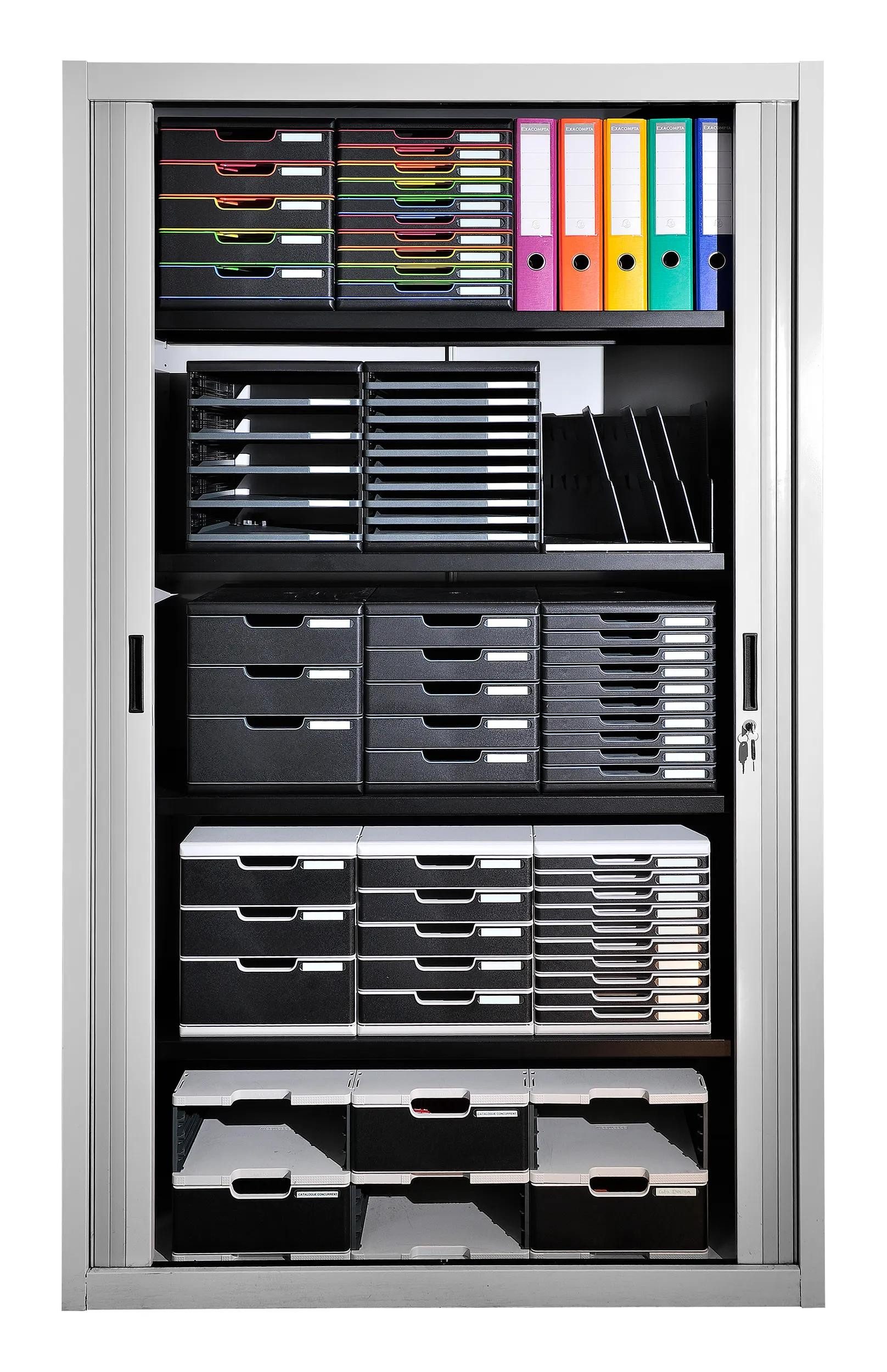 EXACOMPTA Schubladenbox Modulo A4, 5 geschlossene Schubladen, Office - Schwarz - 301014D, Boxen modulierbar