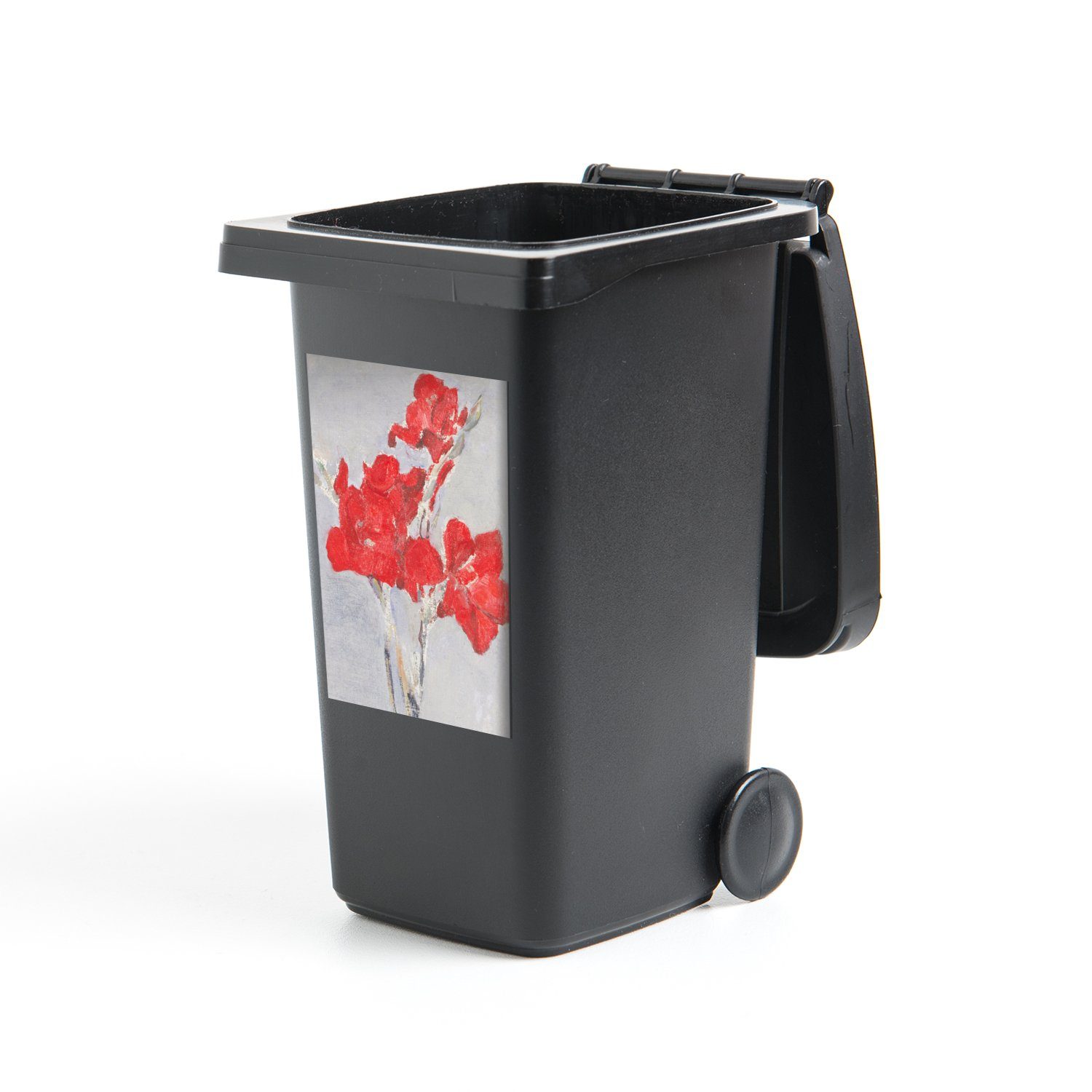 Rote Mülltonne, MuchoWow Gladiolen Abfalbehälter Sticker, Wandsticker Mülleimer-aufkleber, St), (1 Mondrian Piet Container, -