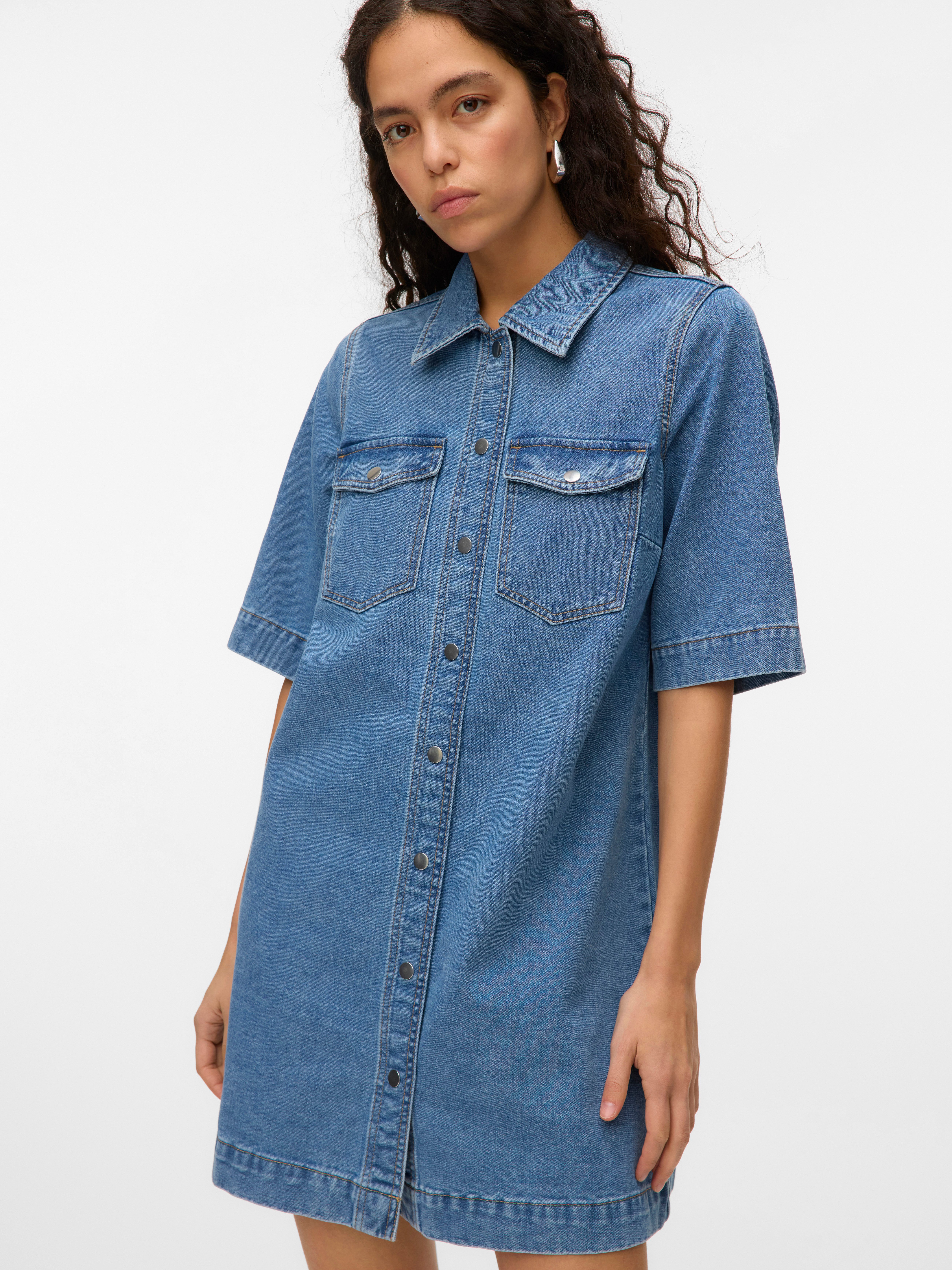 Jeanskleid VMFENJA 2/4 SHORT DENIM DRESS GA NOOS
