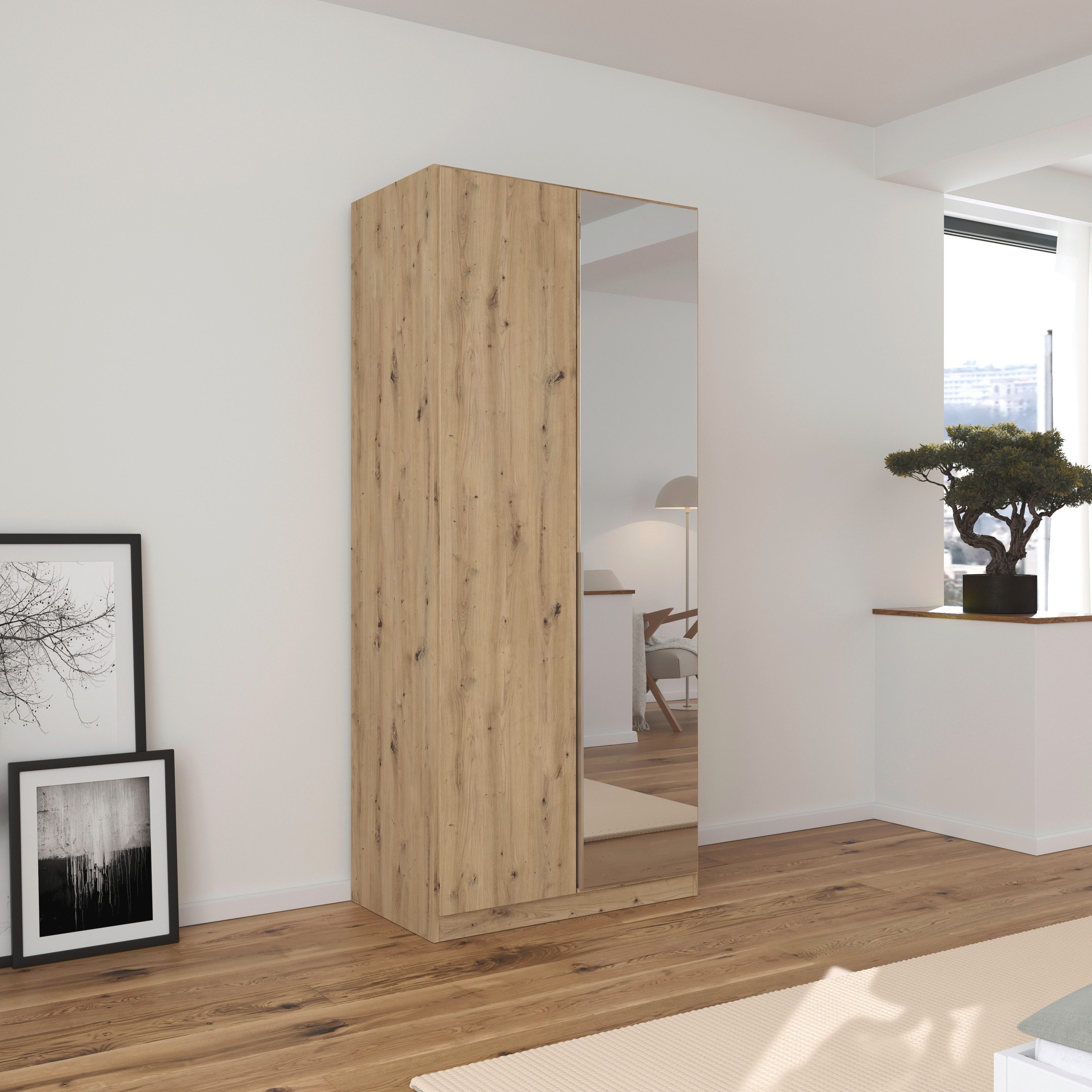 OTTO home Drehtürenschrank Kleiderschrank Schrank Garderobe AGORDO mit Dekor- oder Hochglanzfront (in zwei Griff-Farben, Breiten 91-405 cm) durchdachte Innenausstattung, in 8 Breiten und 2 Höhen MADE IN GERMANY